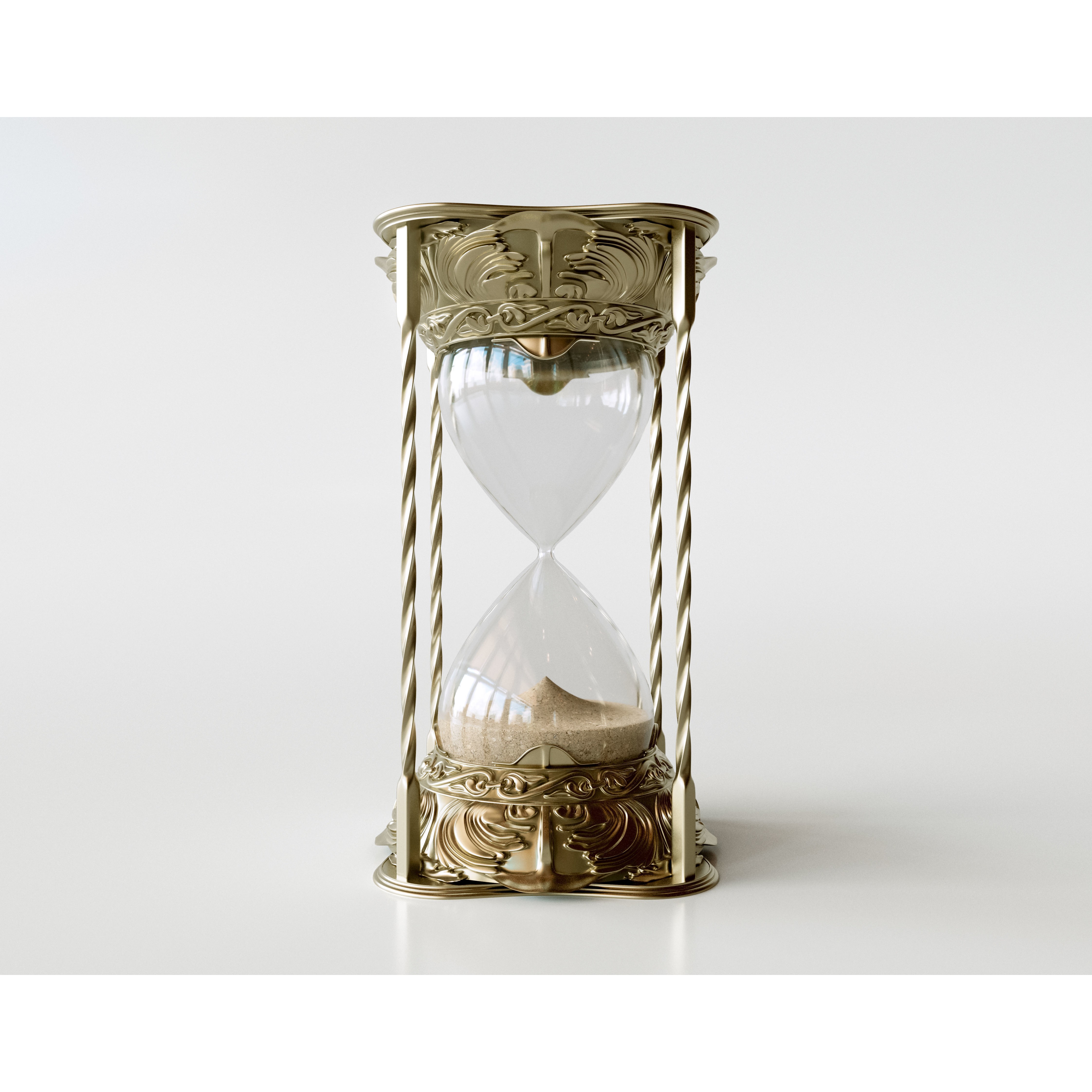 Antique Brass Sand Timer - Game-Ready 3D Model - View 3