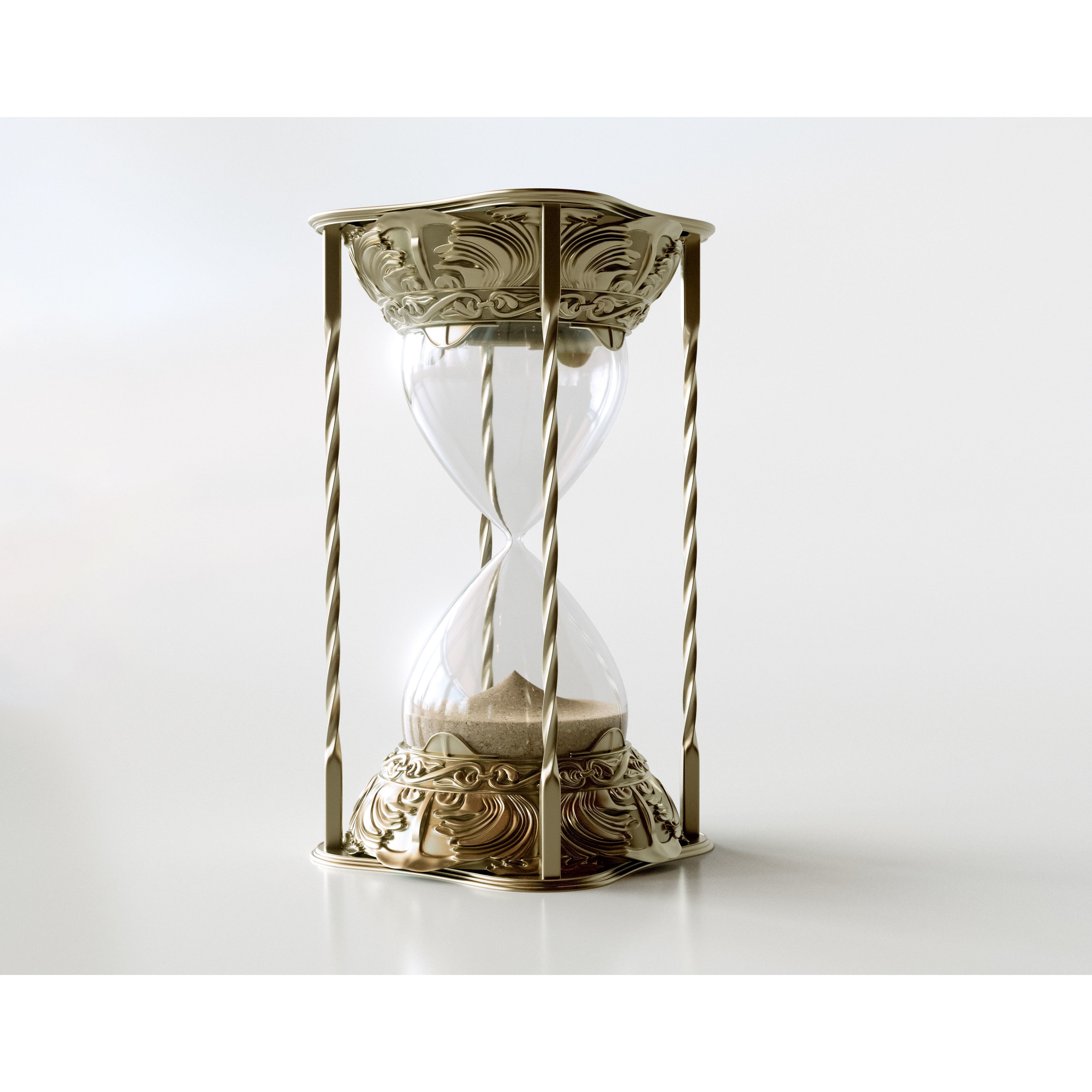 Antique Brass Sand Timer - Game-Ready 3D Model - View 4