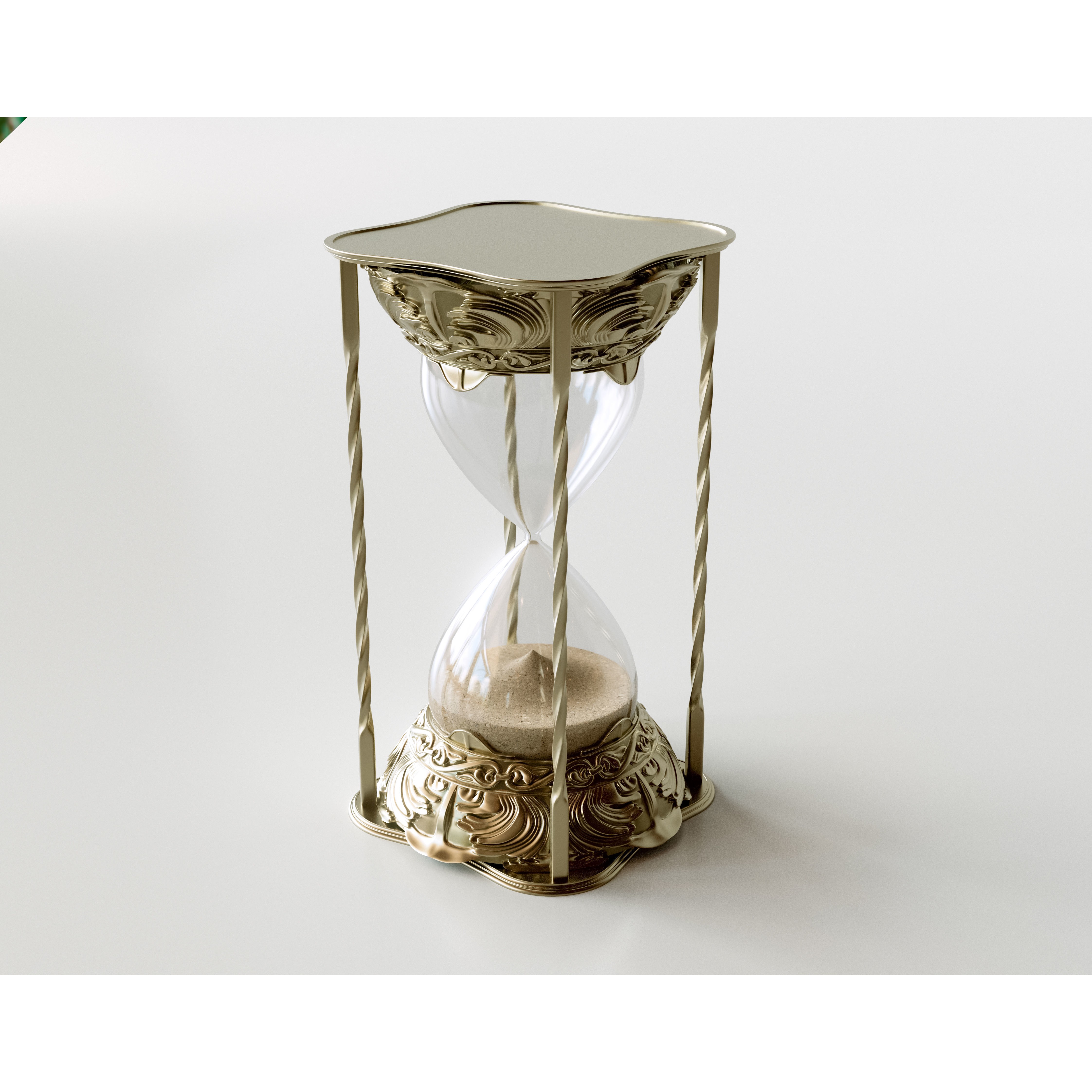 Antique Brass Sand Timer - Game-Ready 3D Model - View 5