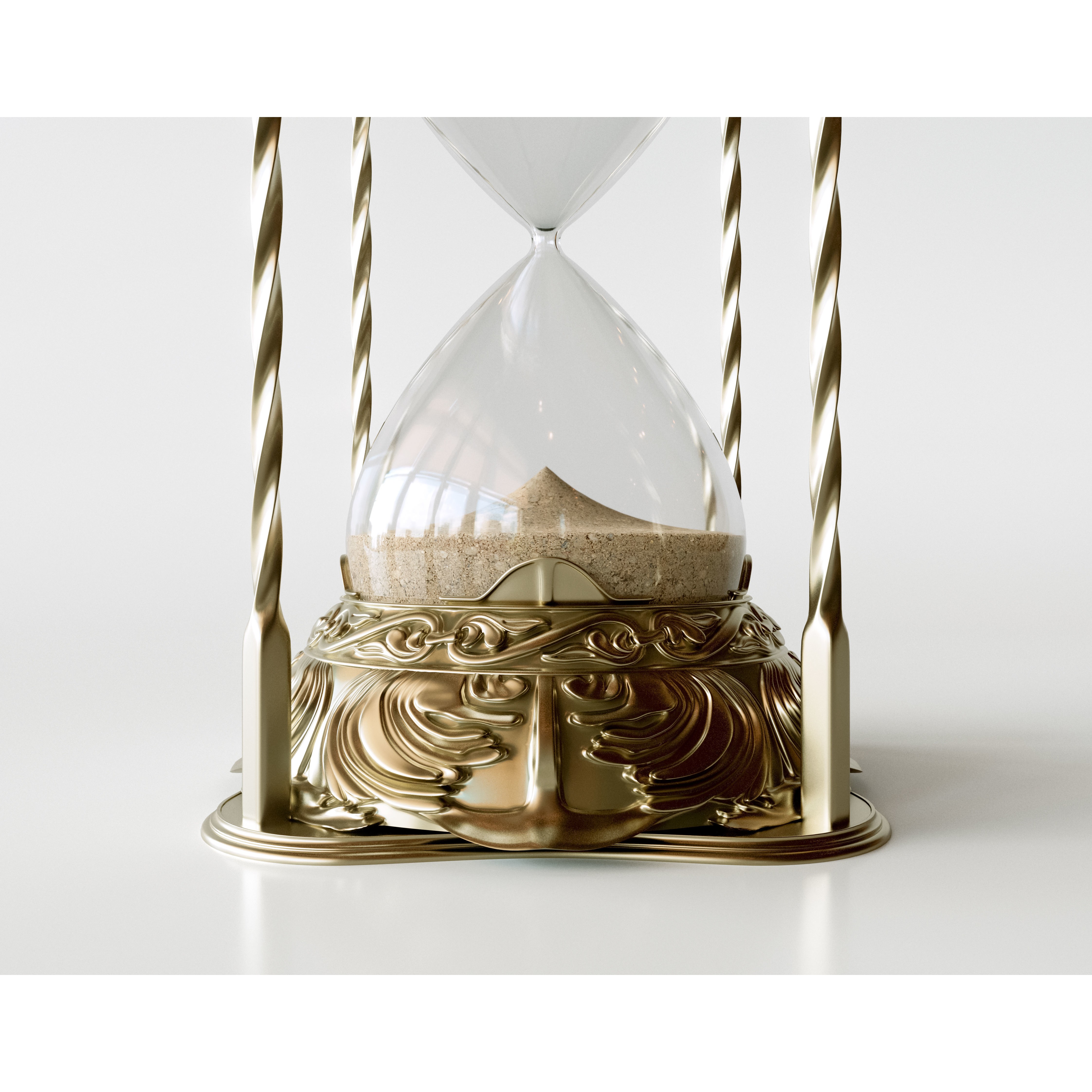 Antique Brass Sand Timer - Game-Ready 3D Model - View 6