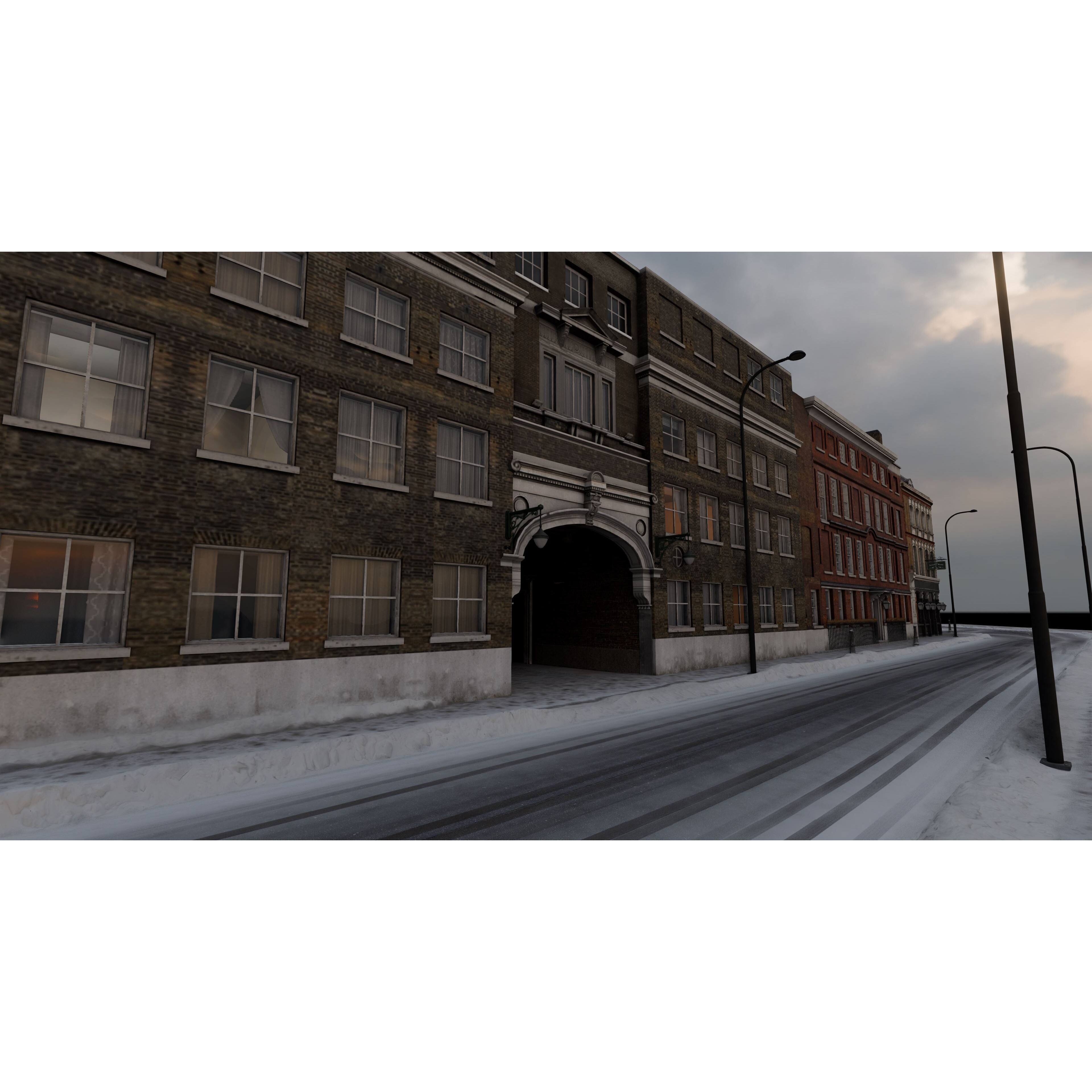 Snowy Streets of London - Low-Poly Game-Ready 3D Model - View 16