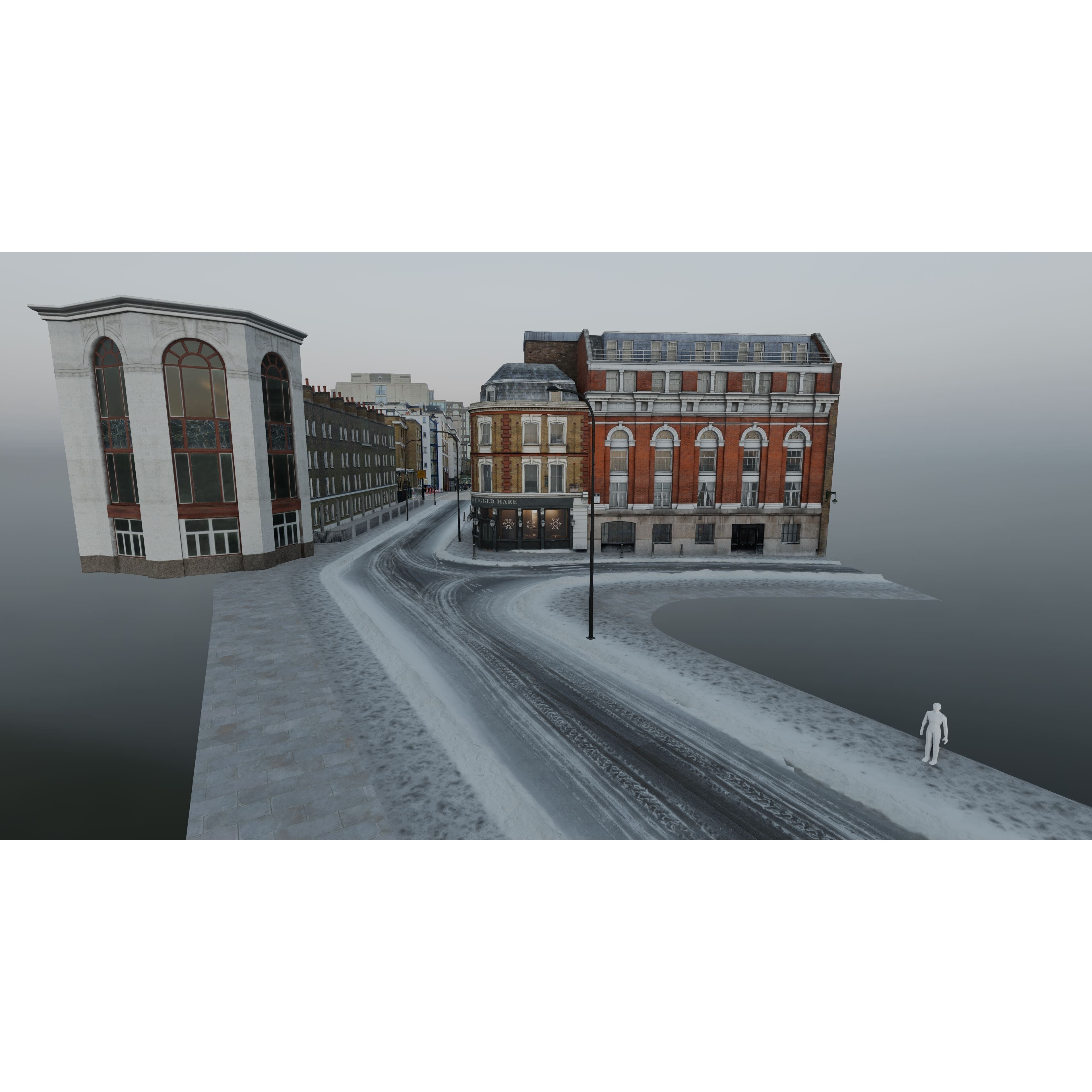 Snowy Streets of London - Low-Poly Game-Ready 3D Model - View 20