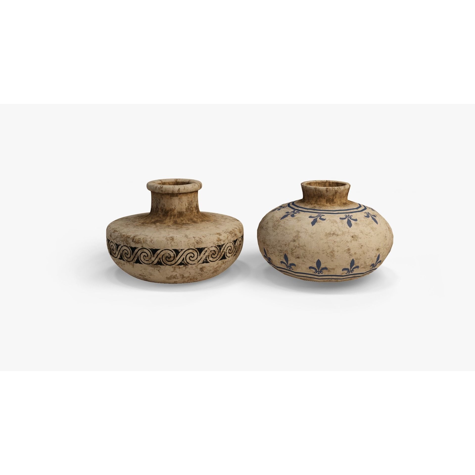 Old Clay Pots and Vases - Low-Poly Game-Ready 3D Model - View 10