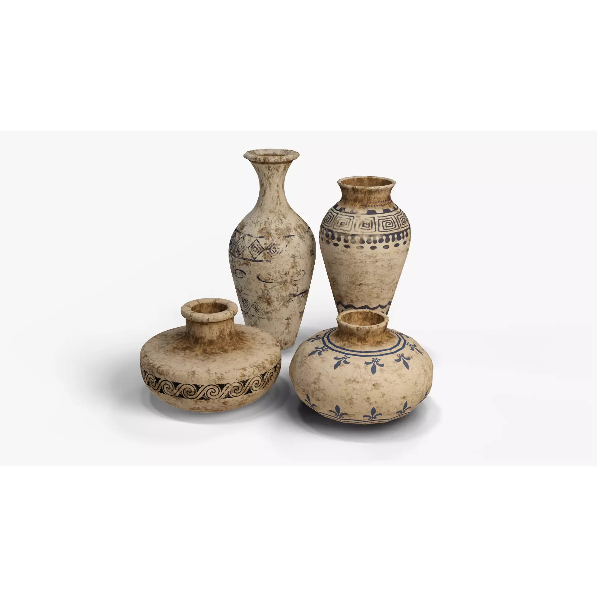 Old Clay Pots and Vases - Low-Poly Game-Ready 3D Model - View 2
