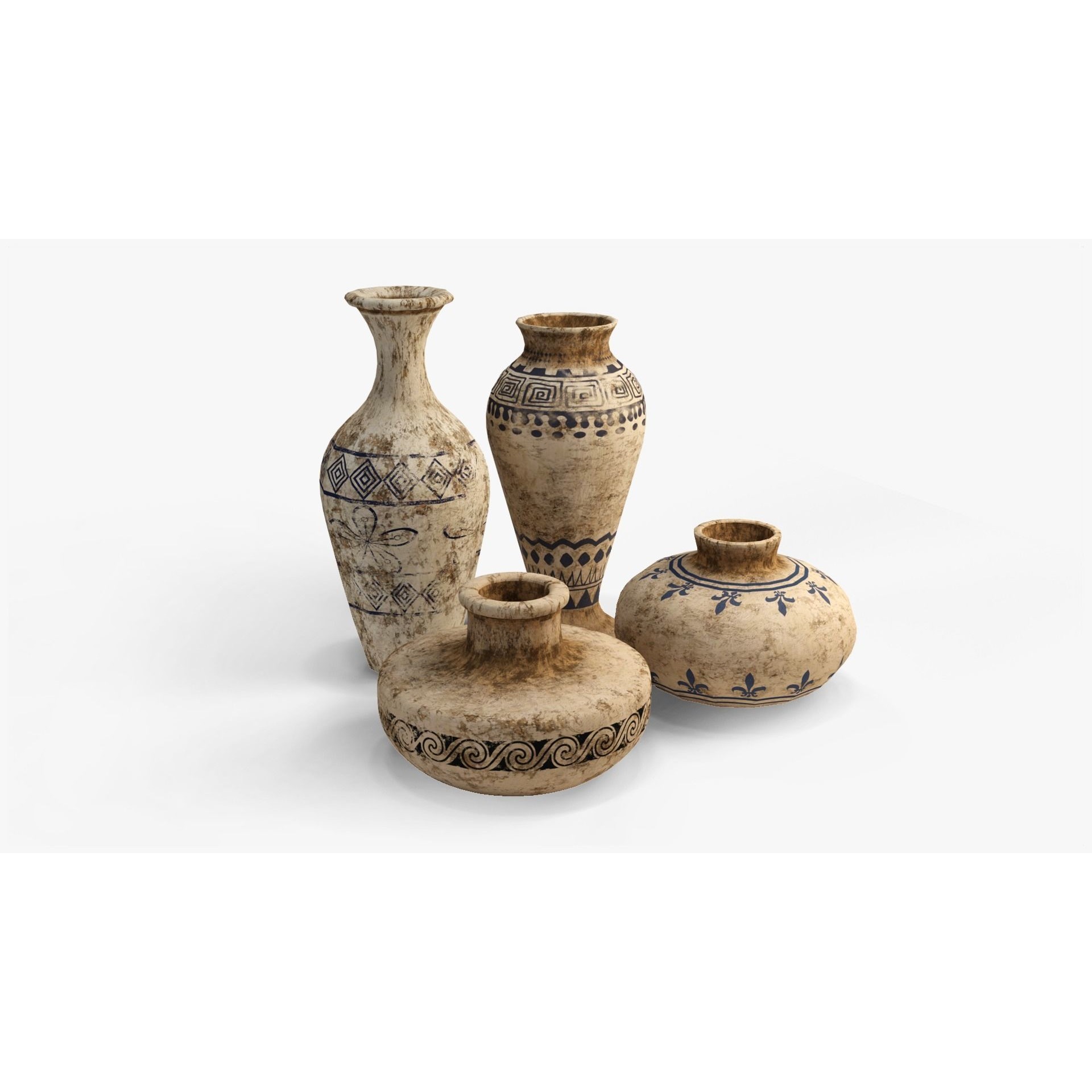 Old Clay Pots and Vases - Low-Poly Game-Ready 3D Model - View 3