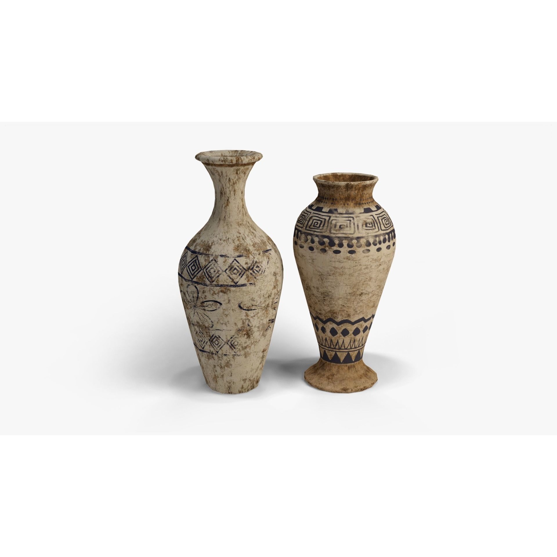 Old Clay Pots and Vases - Low-Poly Game-Ready 3D Model - View 9