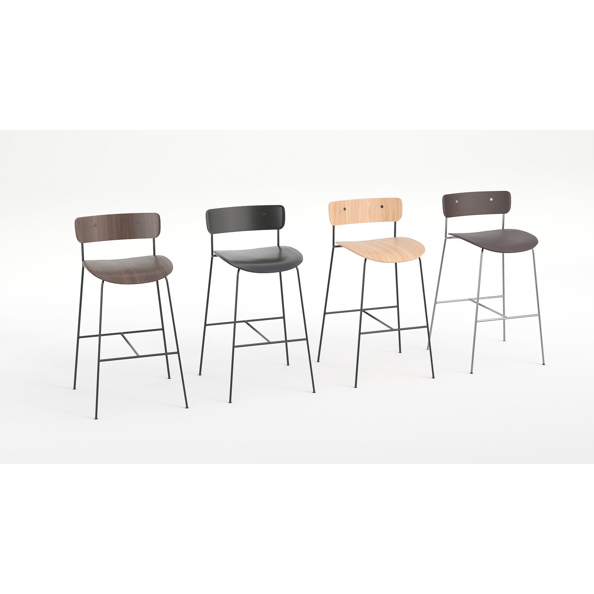 Pack Low-Poly Stools - Low-Poly Game-Ready 3D Model - View 11