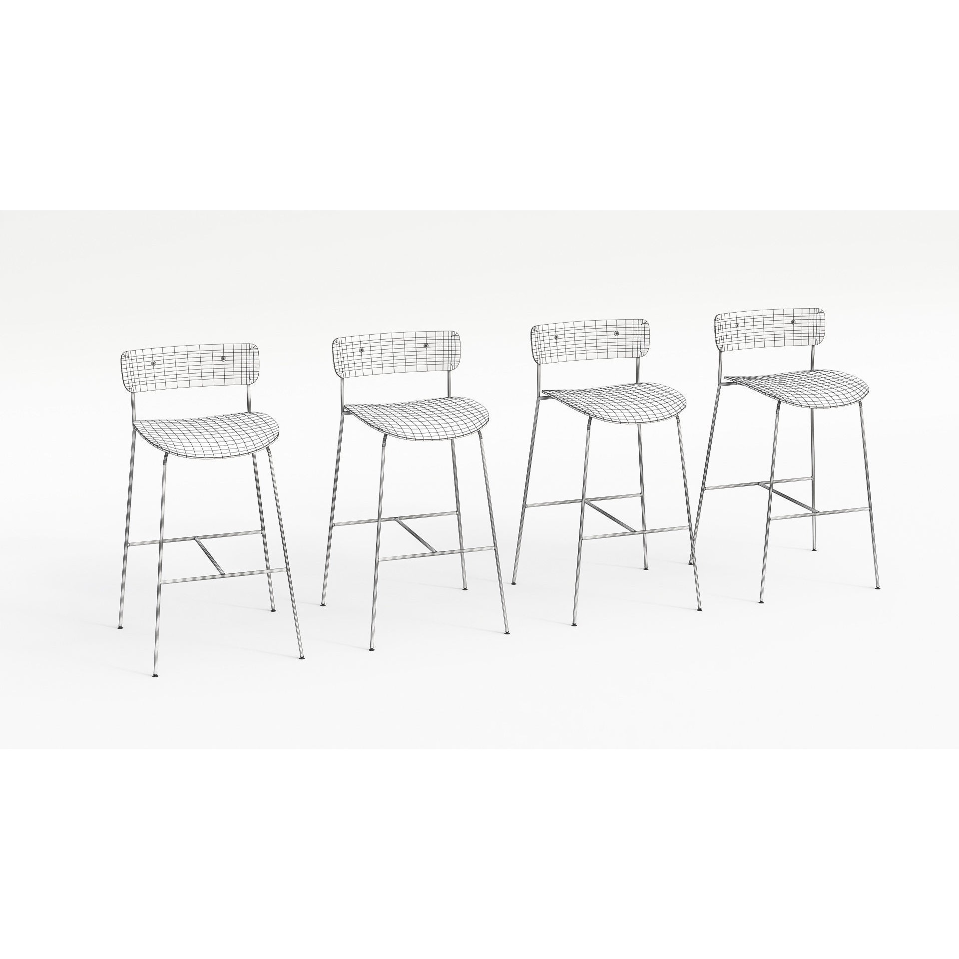 Pack Low-Poly Stools - Low-Poly Game-Ready 3D Model - View 12