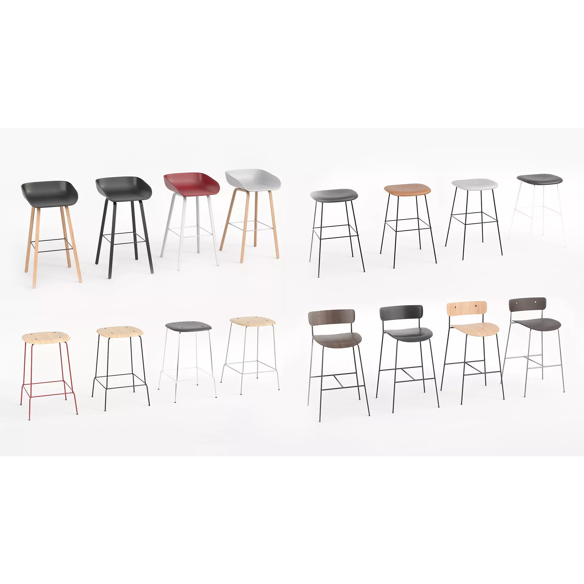 Pack Low-Poly Stools - Low-Poly Game-Ready 3D Model - View 2