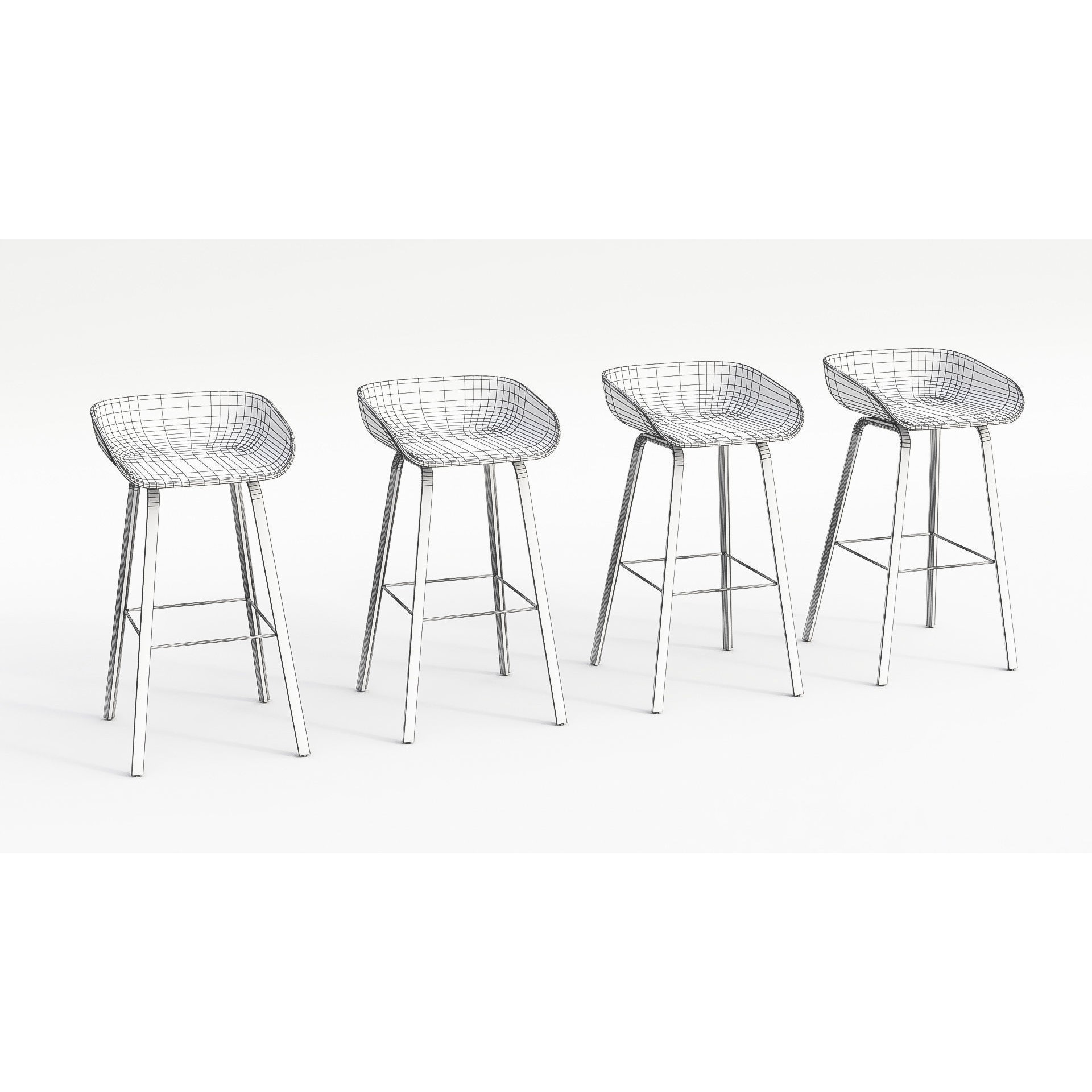 Pack Low-Poly Stools - Low-Poly Game-Ready 3D Model - View 6