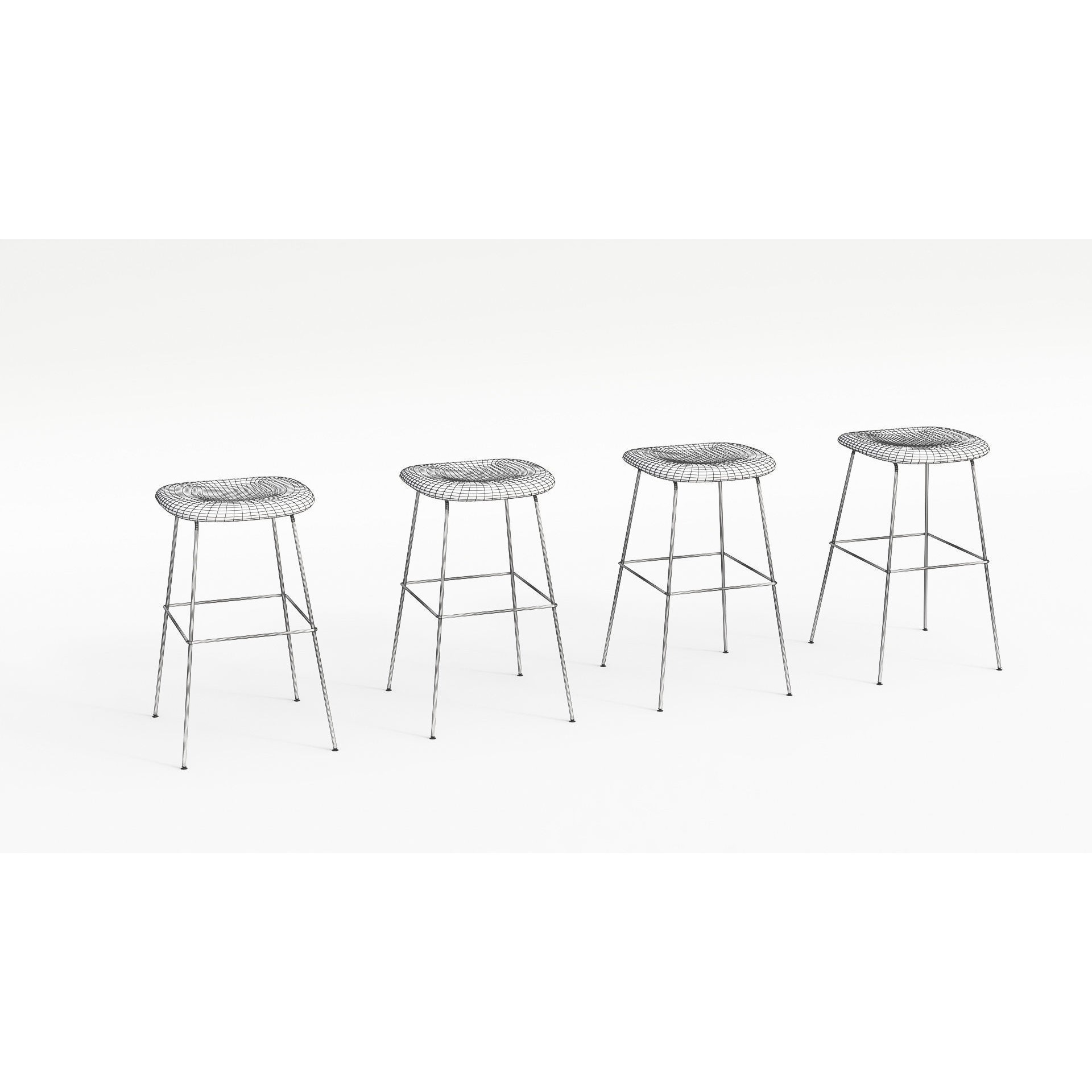 Pack Low-Poly Stools - Low-Poly Game-Ready 3D Model - View 8