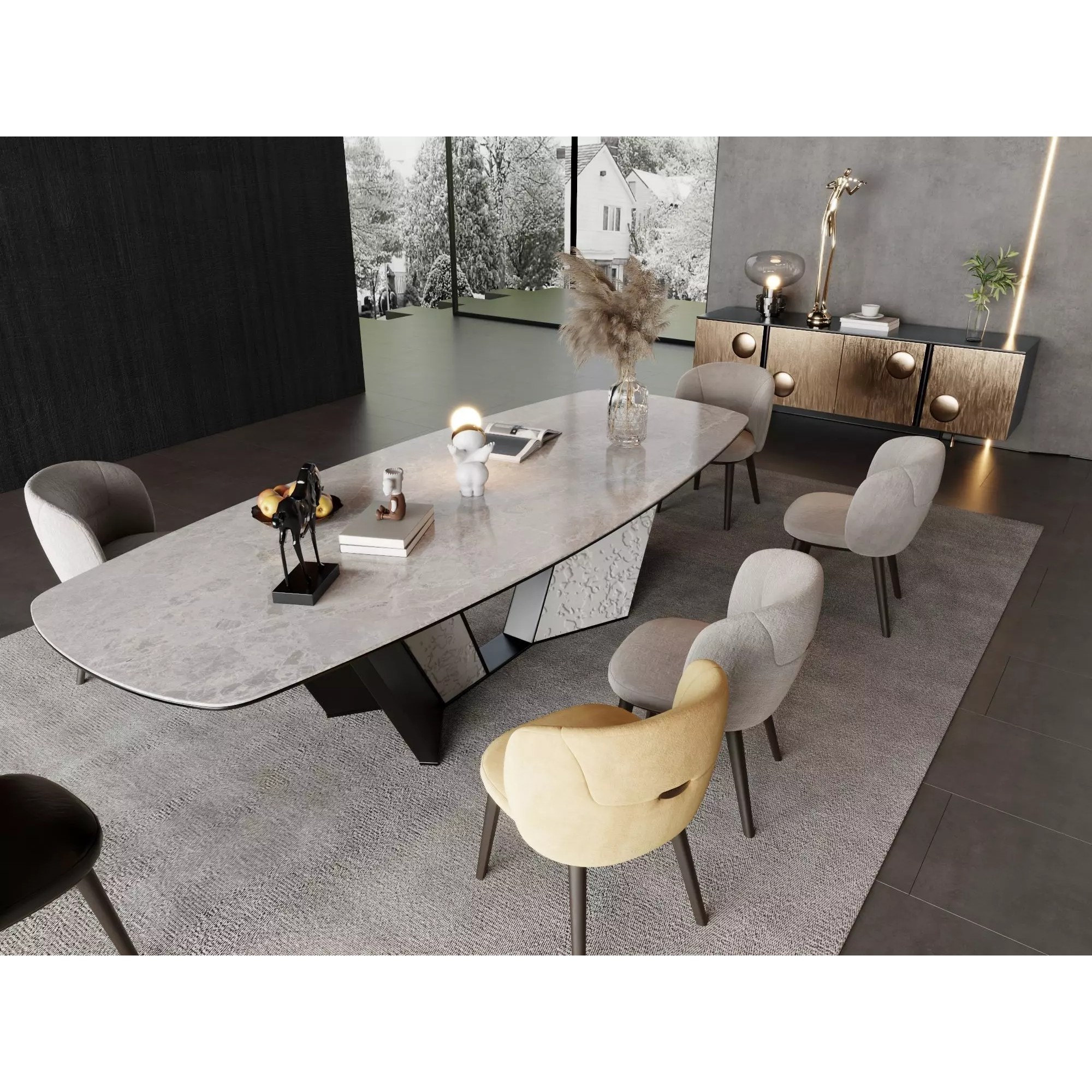 Luxury Modern Living Room Interior Pack - Low-Poly Game-Ready 3D Model - View 10