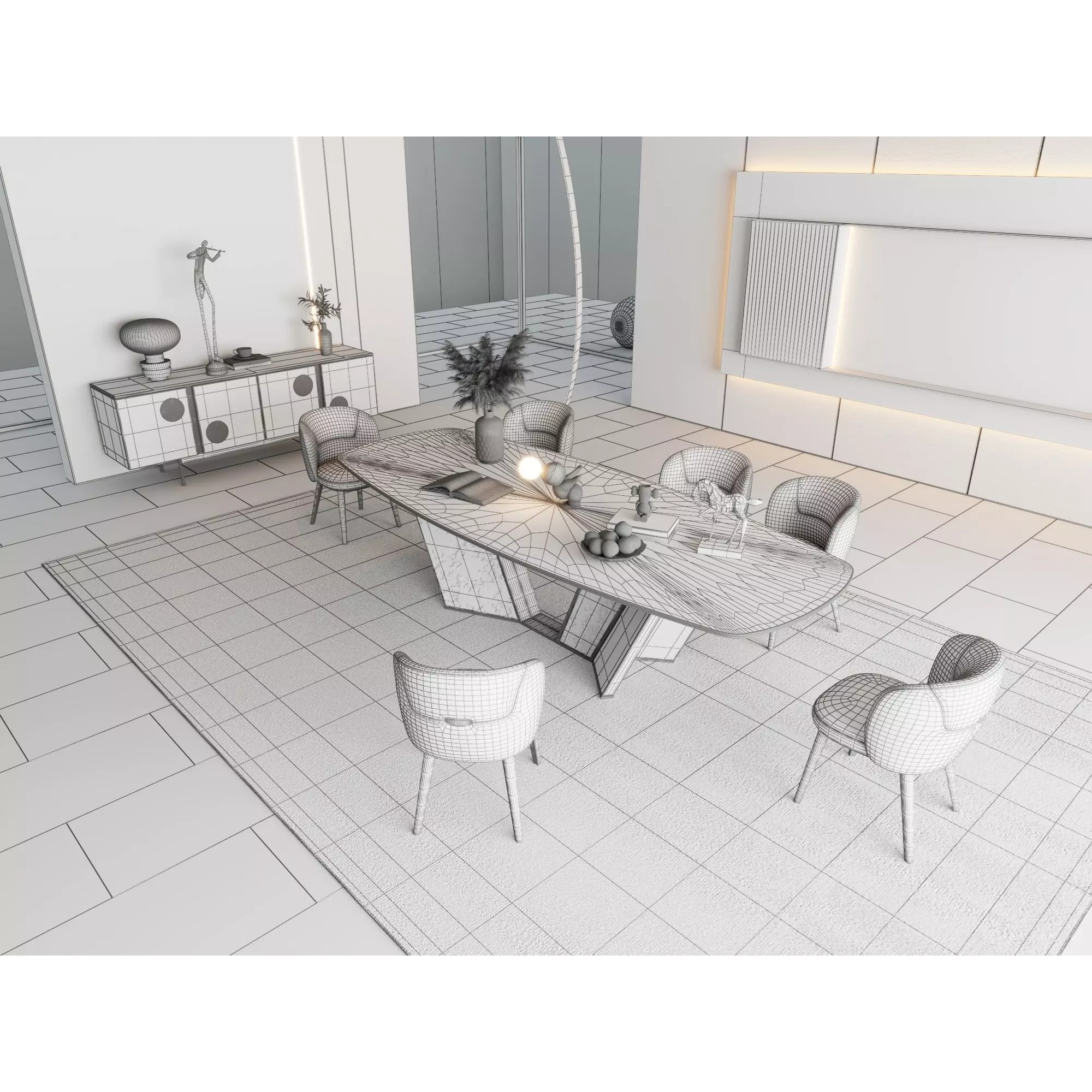 Luxury Modern Living Room Interior Pack - Low-Poly Game-Ready 3D Model - View 15