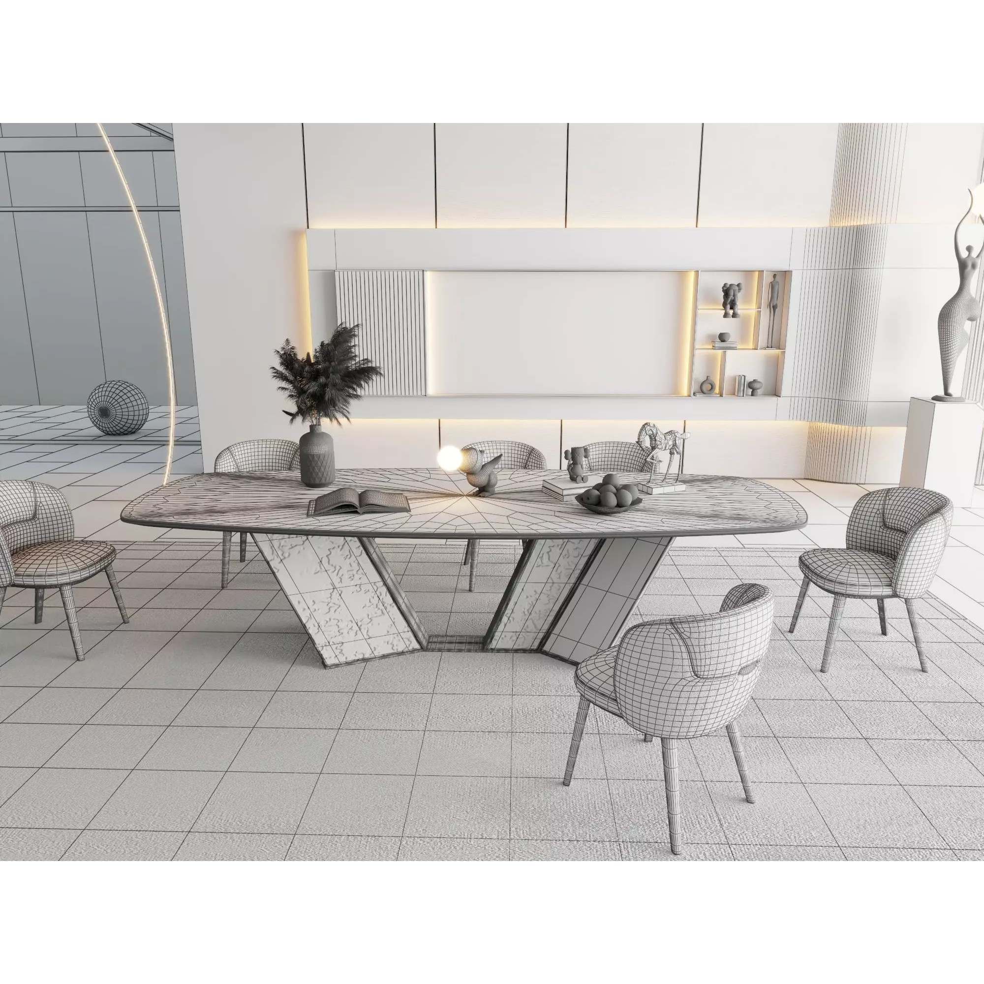 Luxury Modern Living Room Interior Pack - Low-Poly Game-Ready 3D Model - View 16