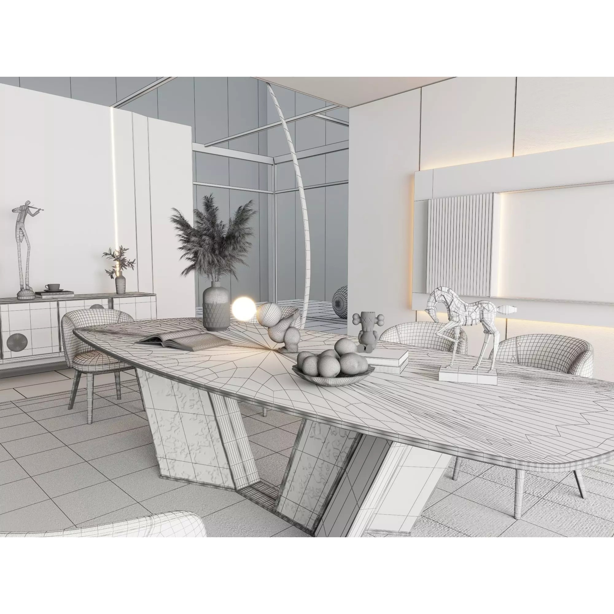 Luxury Modern Living Room Interior Pack - Low-Poly Game-Ready 3D Model - View 17