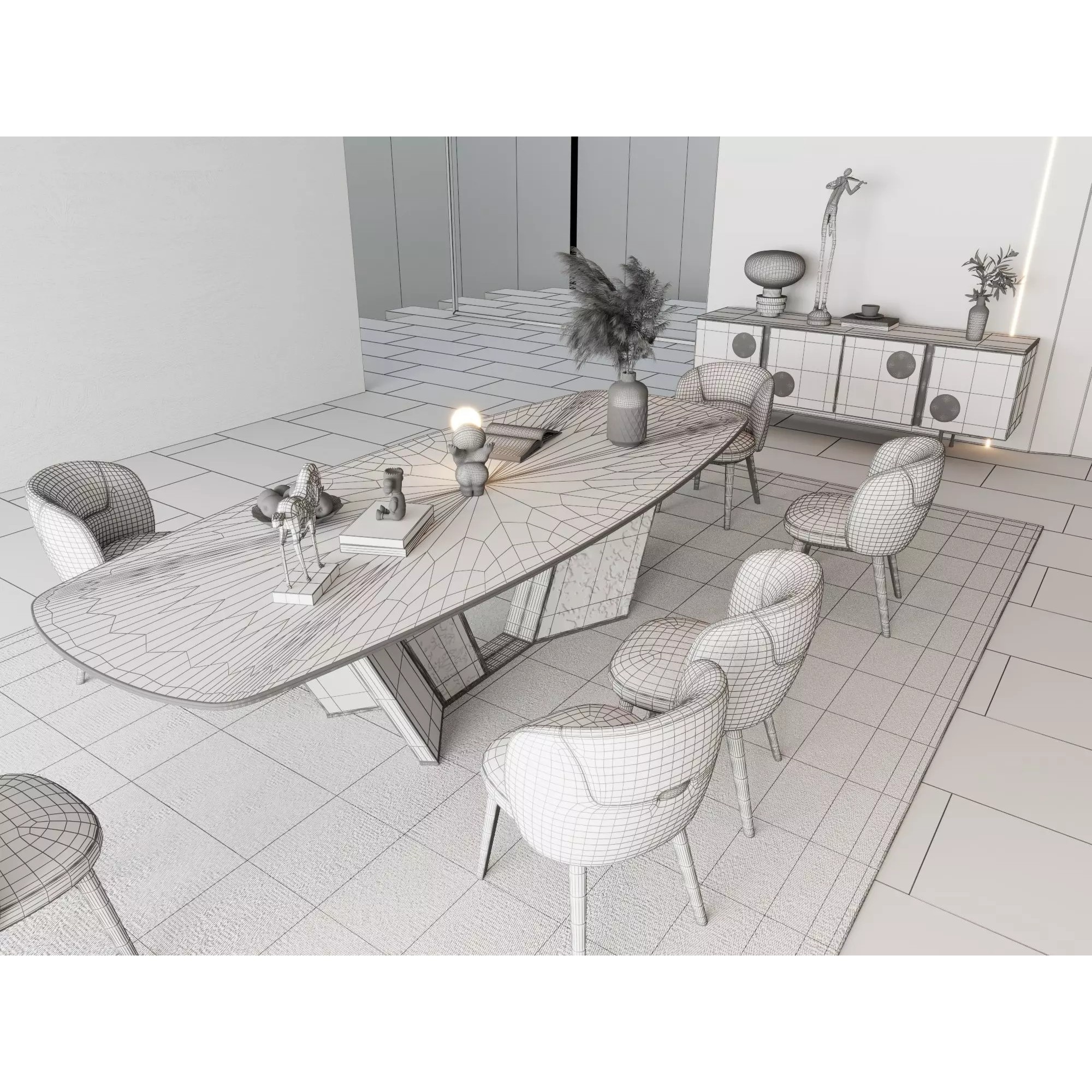 Luxury Modern Living Room Interior Pack - Low-Poly Game-Ready 3D Model - View 20