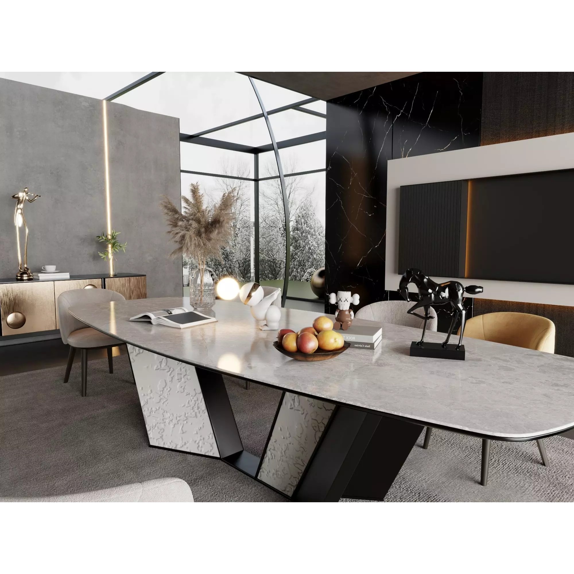 Luxury Modern Living Room Interior Pack - Low-Poly Game-Ready 3D Model - View 7