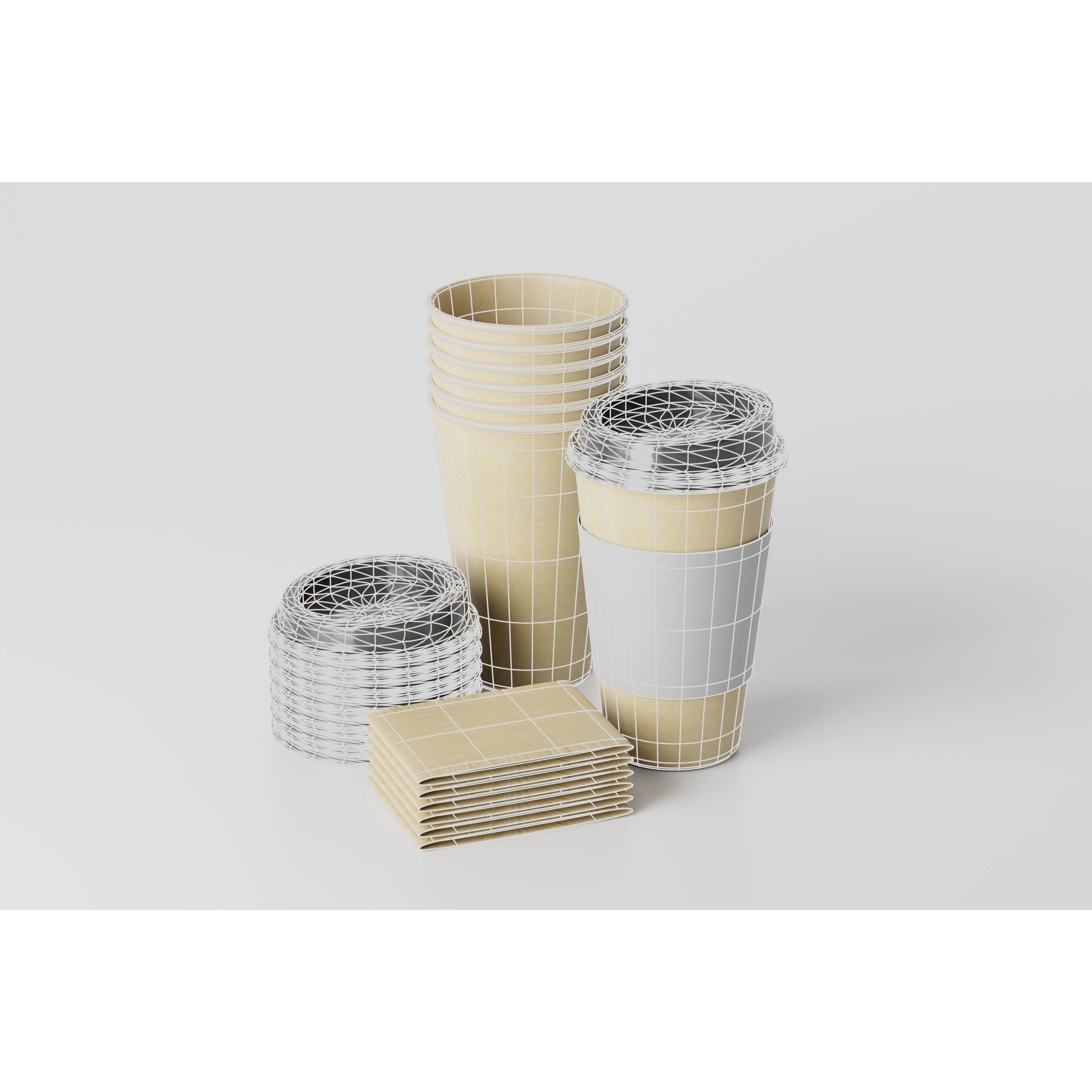 Paper Cup with Java Jacket - Low-Poly Game-Ready 3D Model - View 12