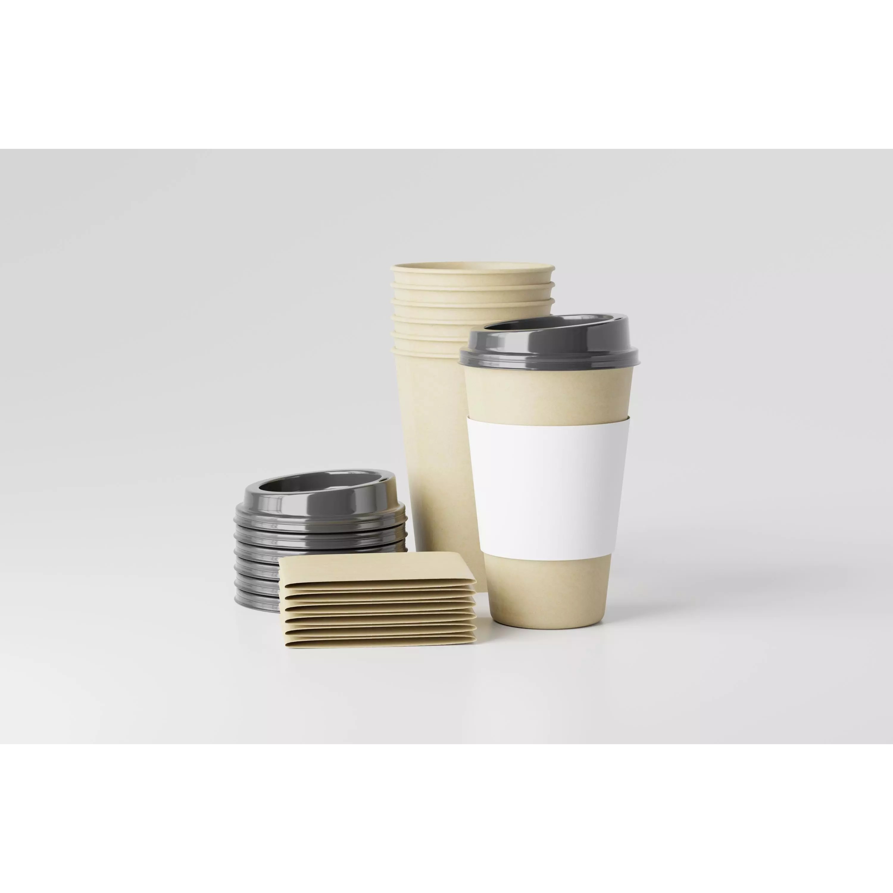 Paper Cup with Java Jacket - Low-Poly Game-Ready 3D Model - View 2