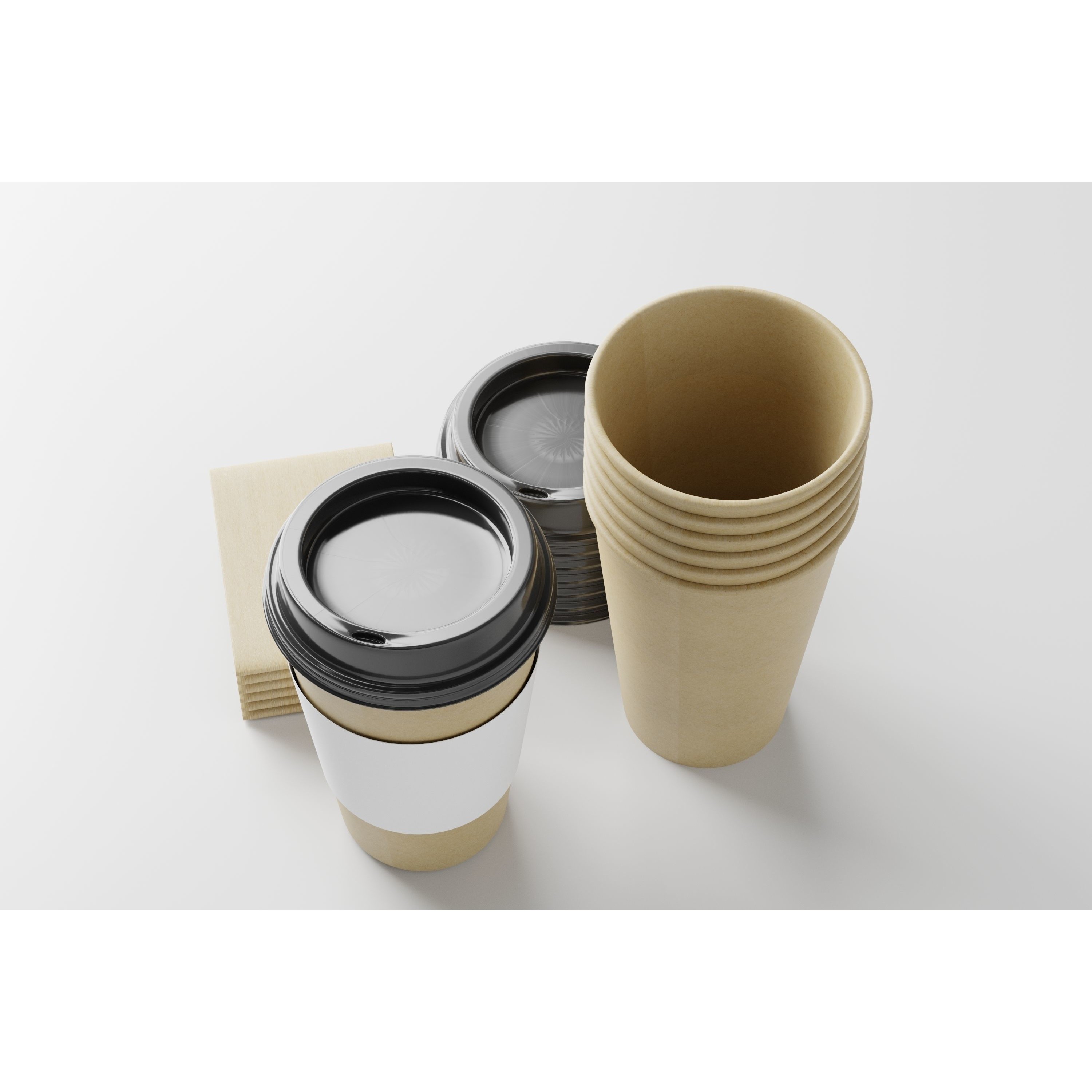 Paper Cup with Java Jacket - Low-Poly Game-Ready 3D Model - View 6