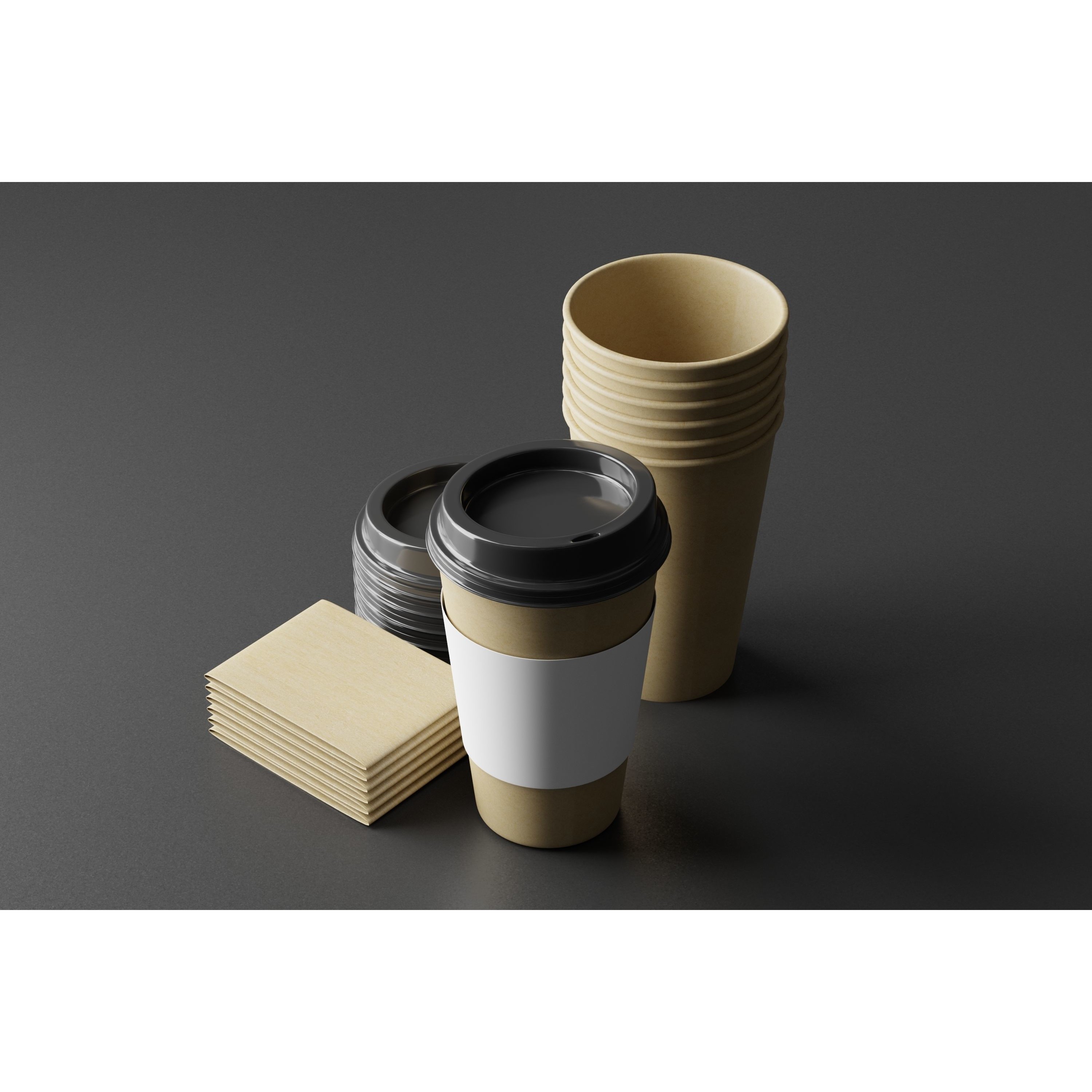 Paper Cup with Java Jacket - Low-Poly Game-Ready 3D Model - View 7
