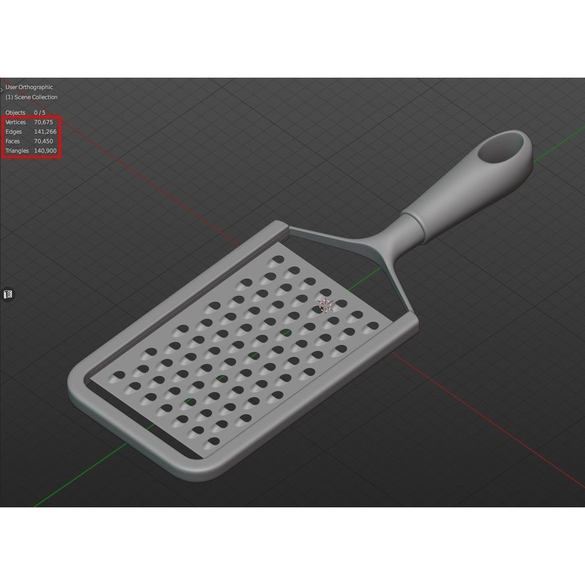 Kitchen Utensils Grater - Low-Poly Game-Ready 3D Model - View 9