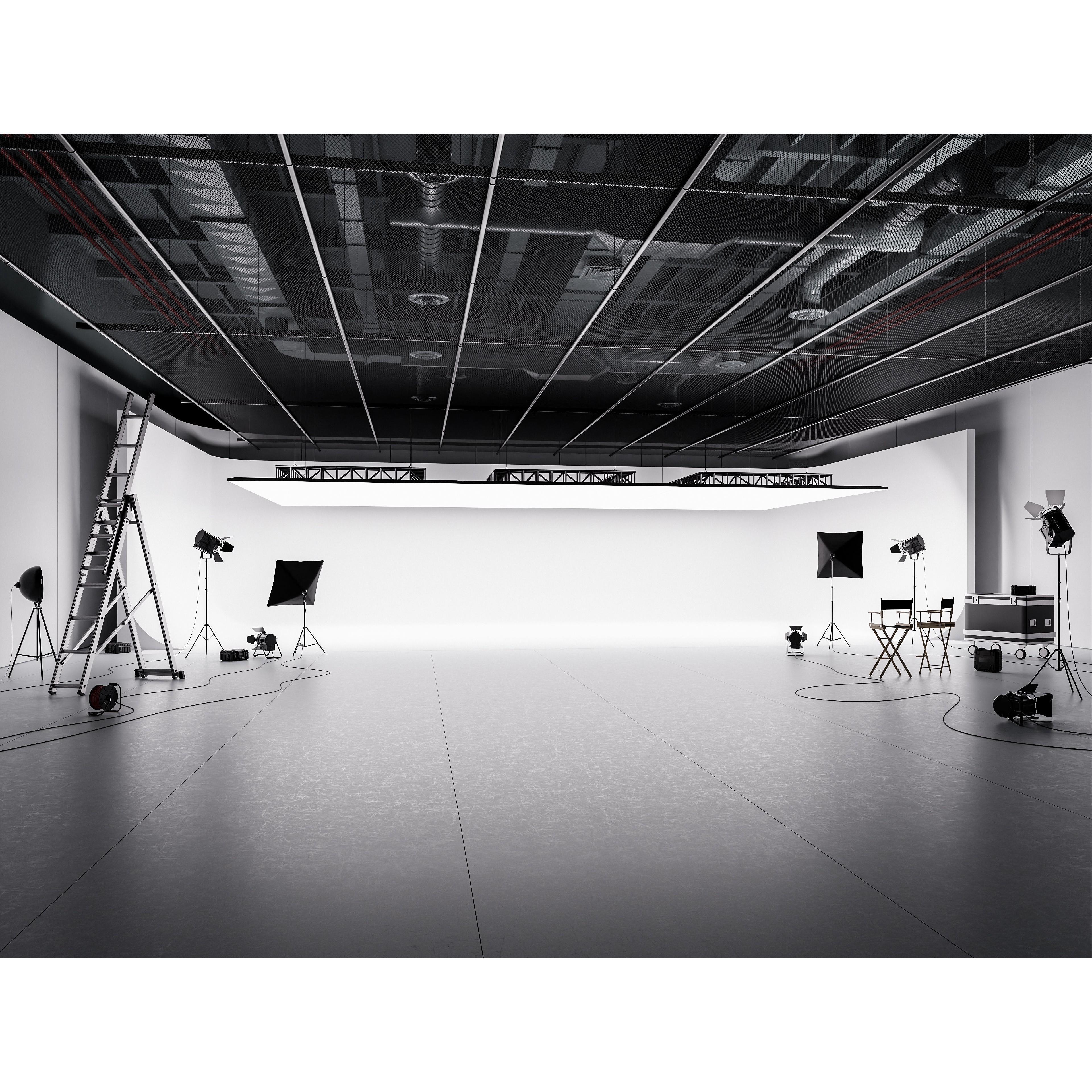 Hangar Studio Interior - Low-Poly Game-Ready 3D Model - View 3