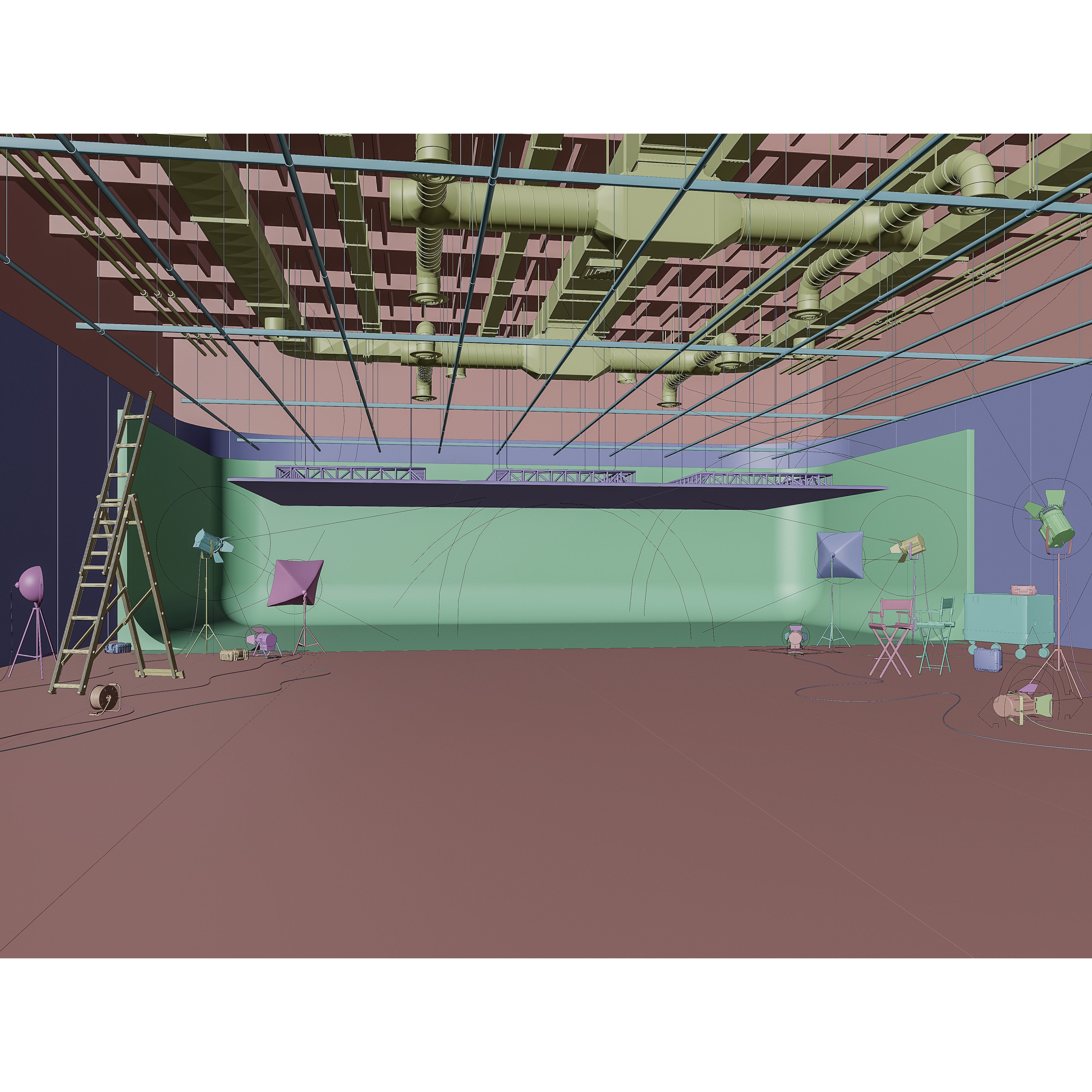 Hangar Studio Interior - Low-Poly Game-Ready 3D Model - View 6