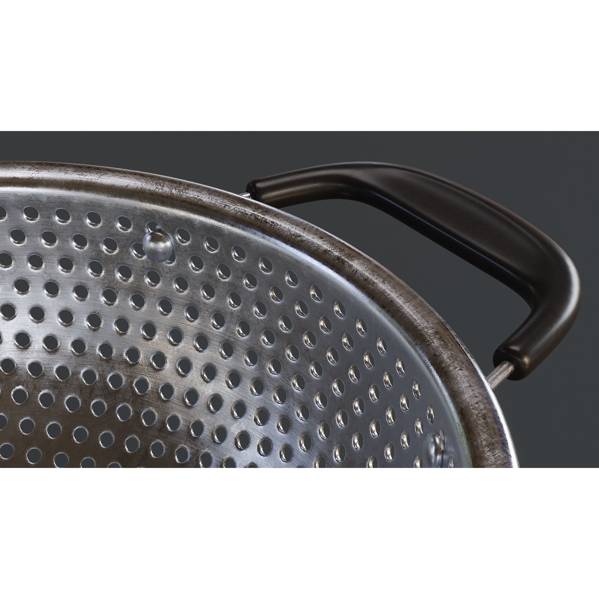 Stainless Steel Colander - PBR Game-Ready 3D Model - View 10