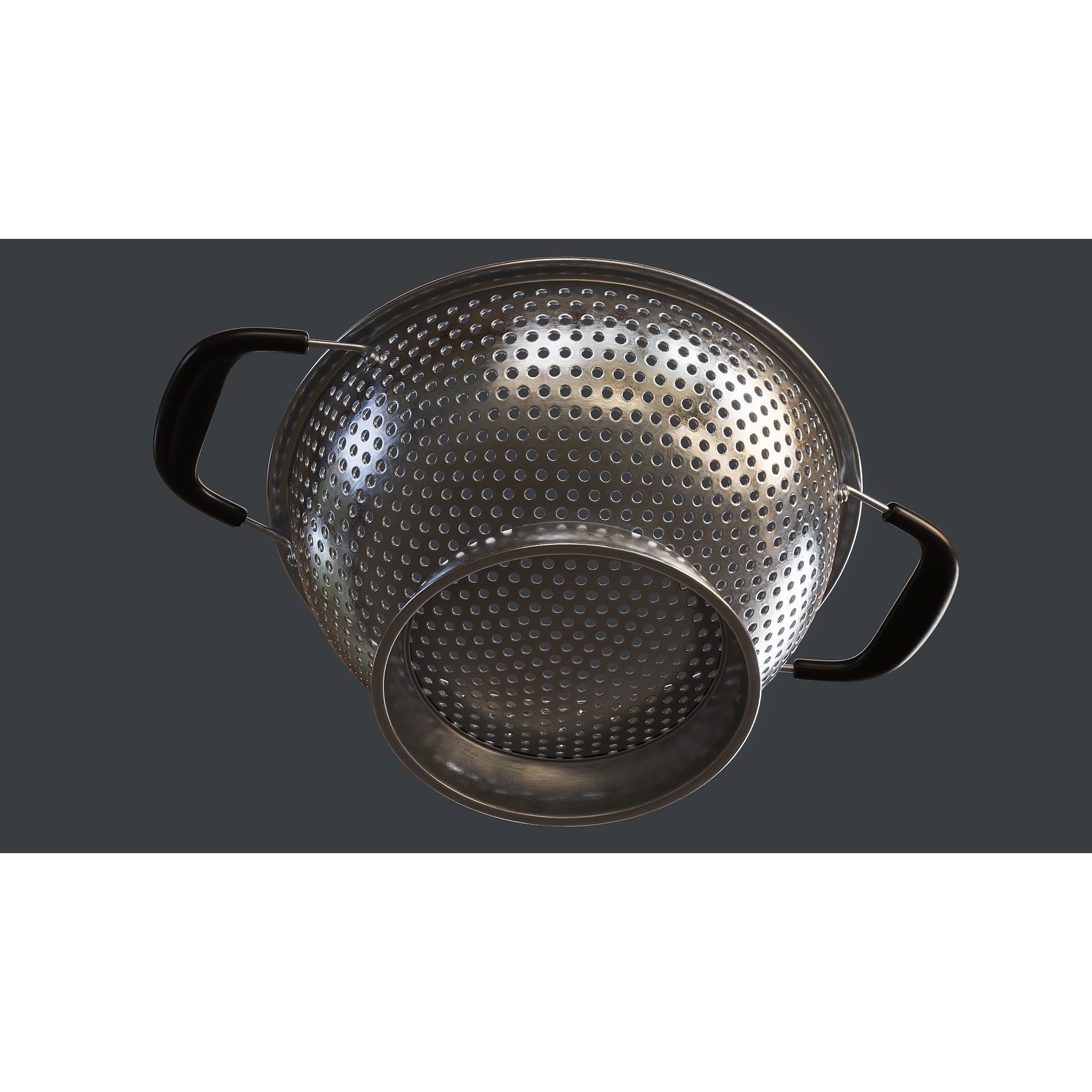 Stainless Steel Colander - PBR Game-Ready 3D Model - View 11