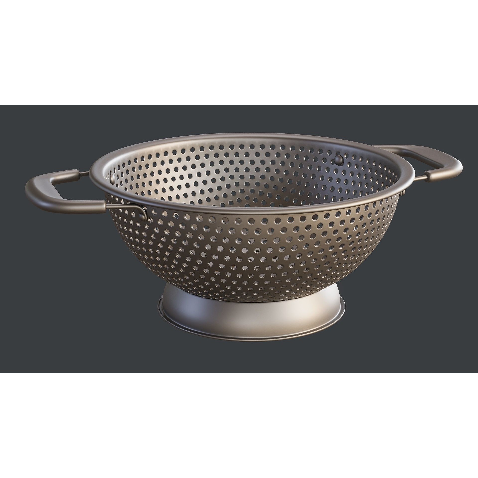 Stainless Steel Colander - PBR Game-Ready 3D Model - View 12