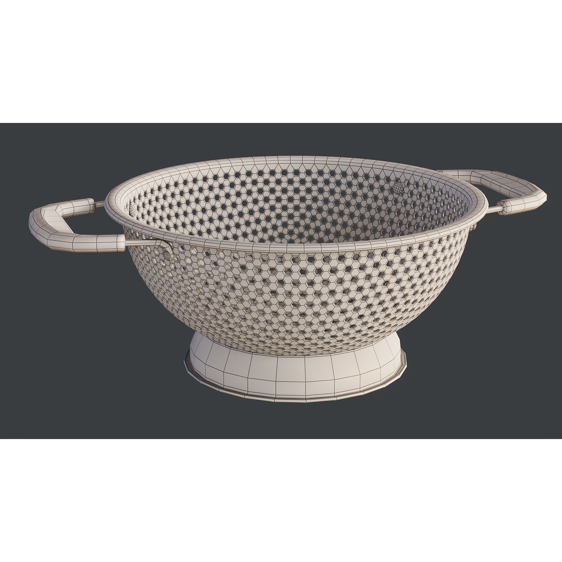 Stainless Steel Colander - PBR Game-Ready 3D Model - View 13
