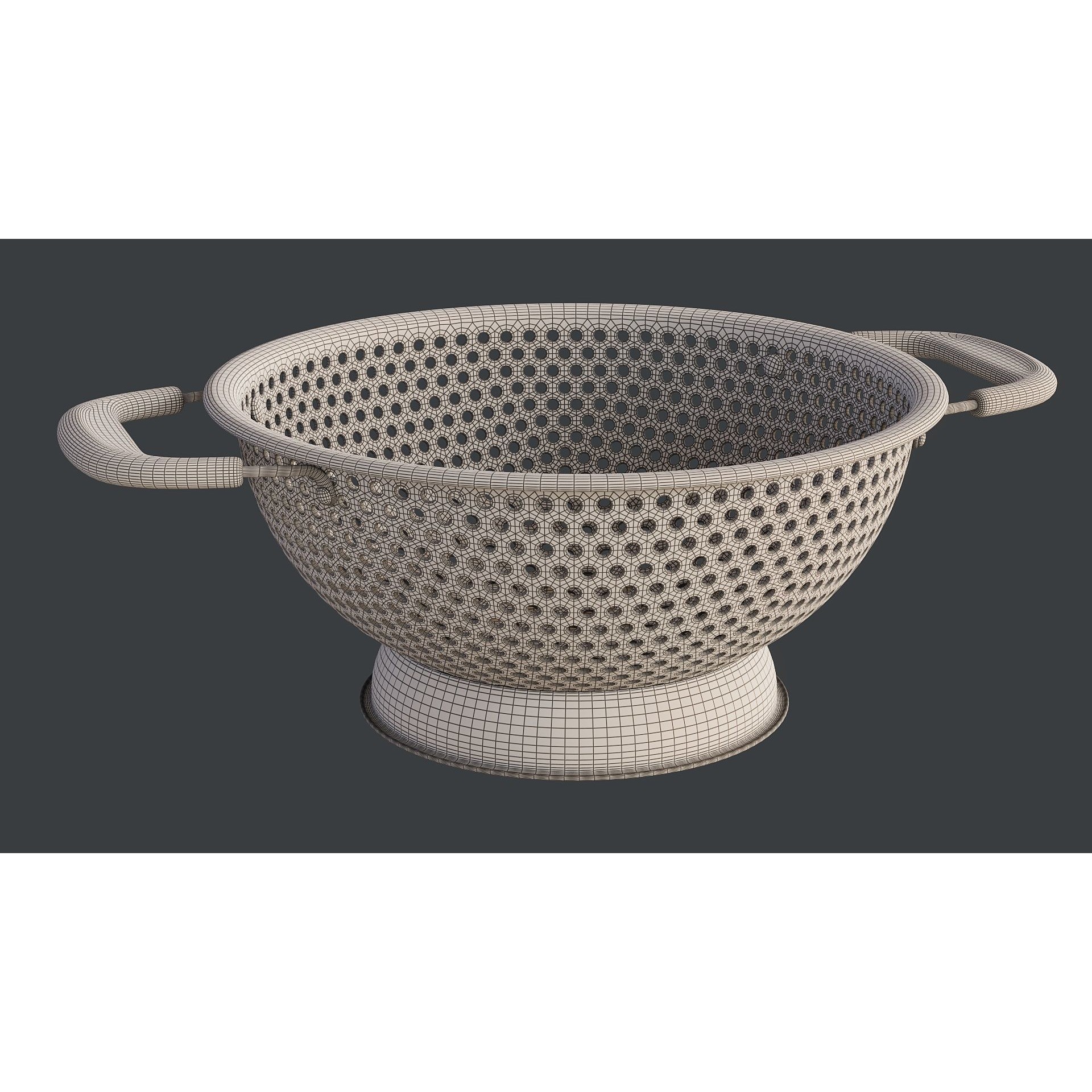 Stainless Steel Colander - PBR Game-Ready 3D Model - View 14