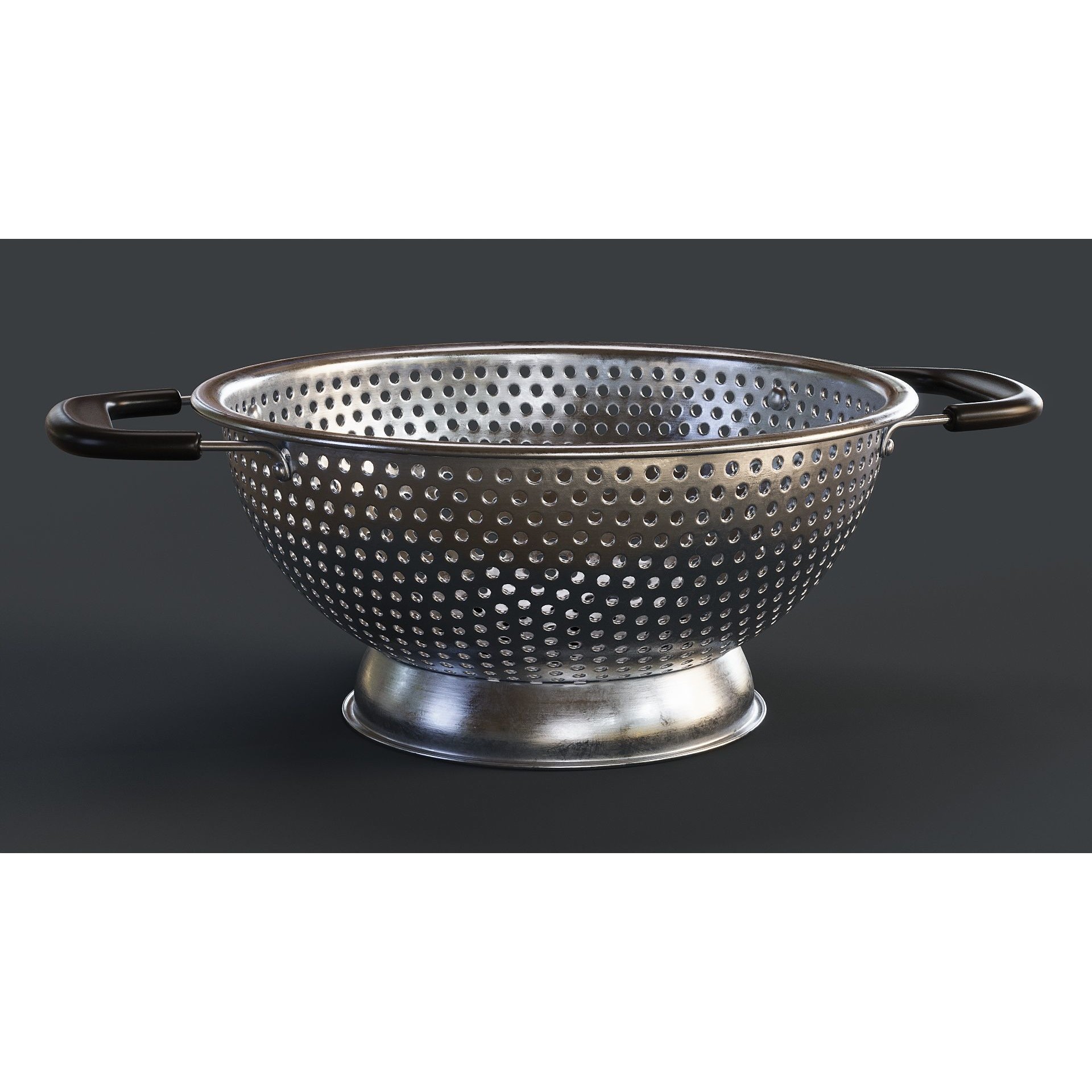 Stainless Steel Colander - PBR Game-Ready 3D Model - View 3