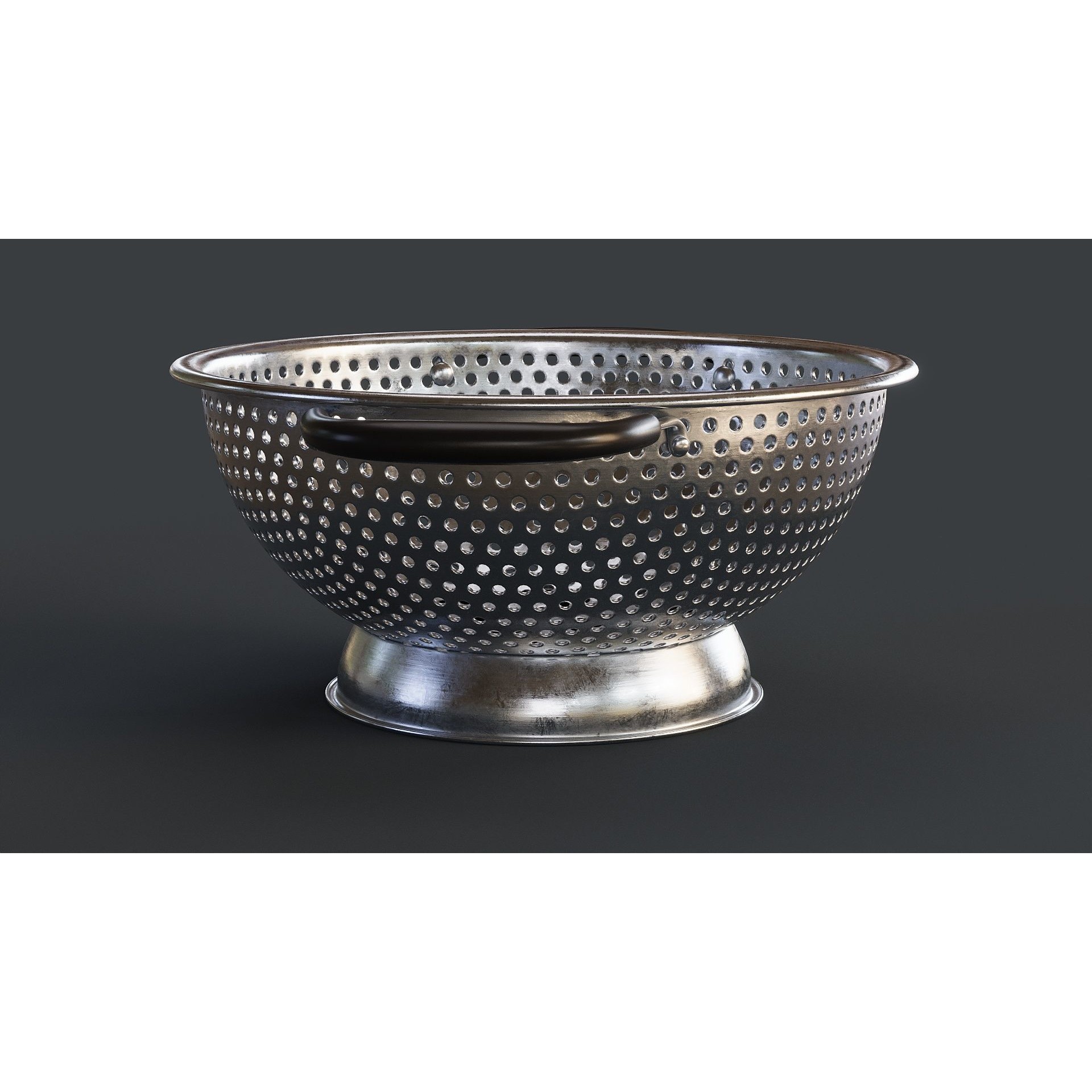 Stainless Steel Colander - PBR Game-Ready 3D Model - View 5