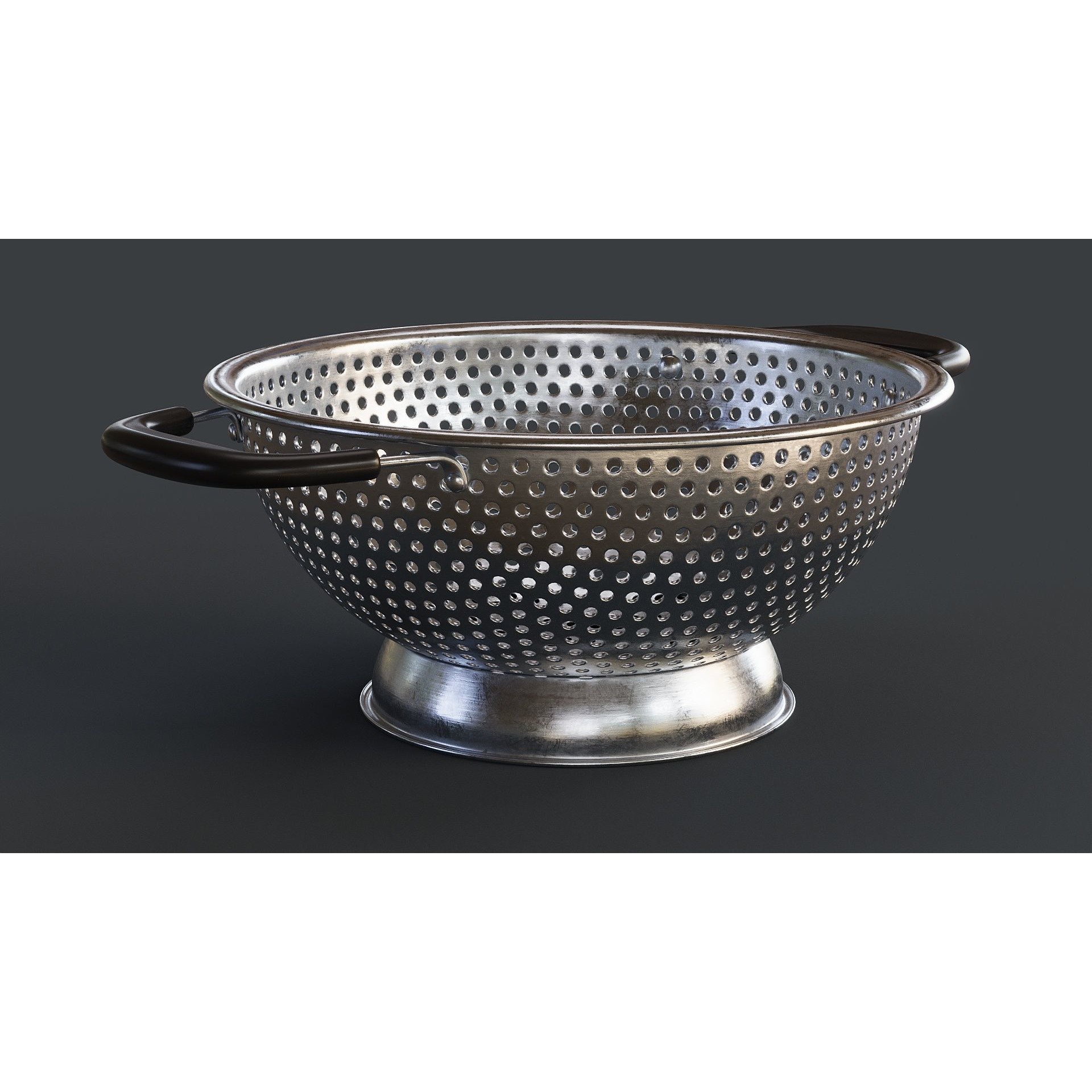 Stainless Steel Colander - PBR Game-Ready 3D Model - View 6