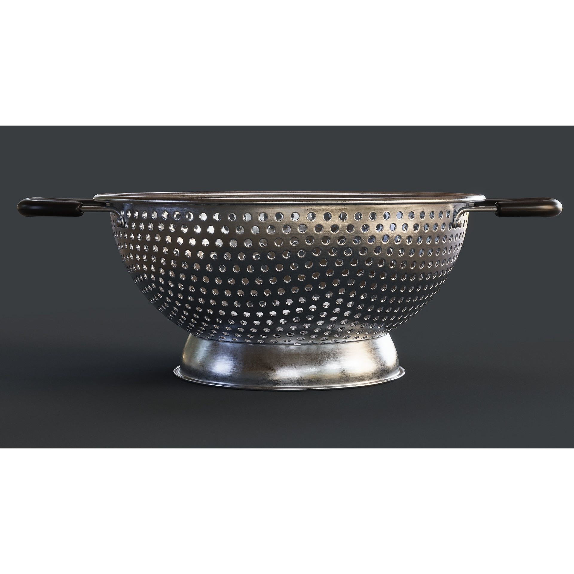 Stainless Steel Colander - PBR Game-Ready 3D Model - View 7