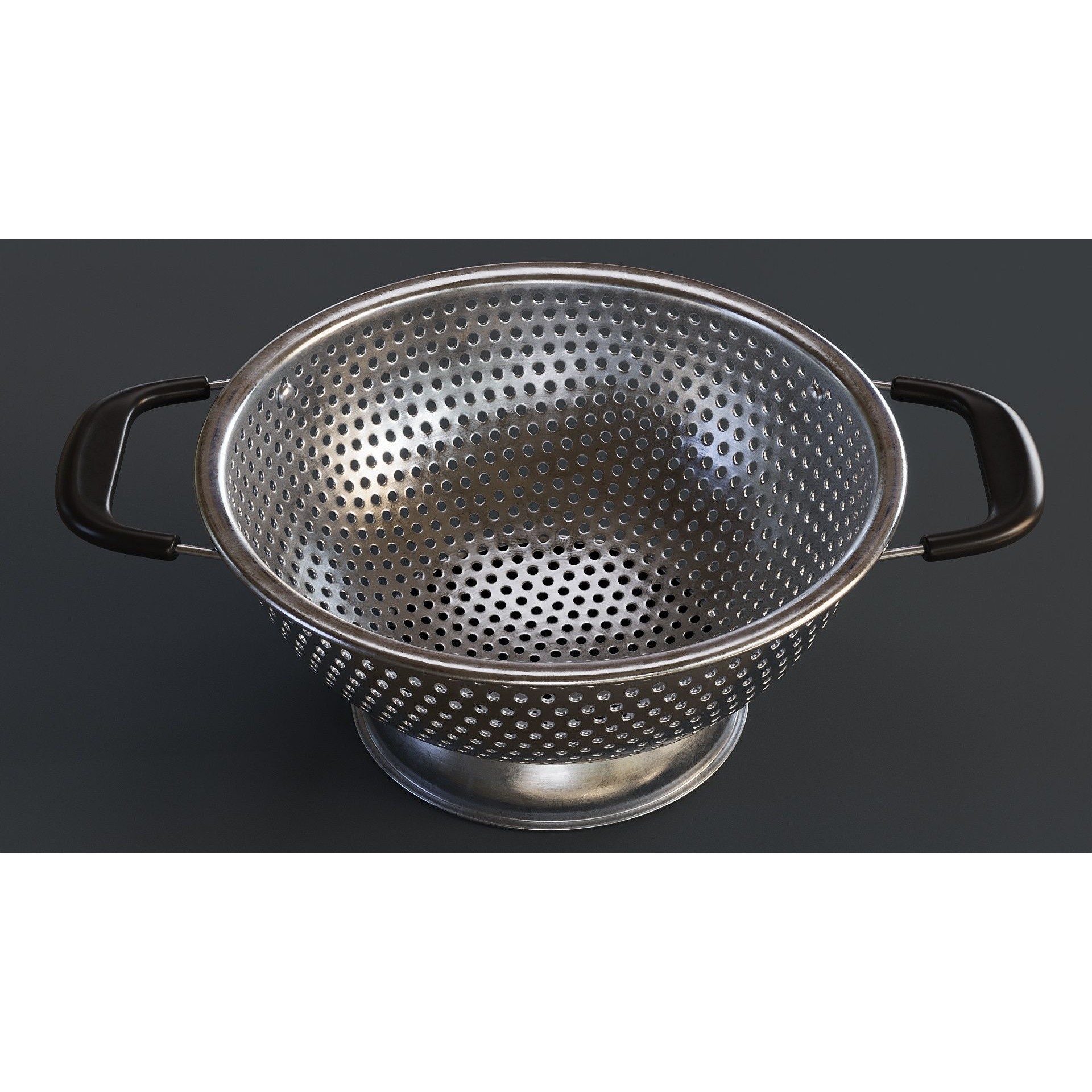 Stainless Steel Colander - PBR Game-Ready 3D Model - View 8
