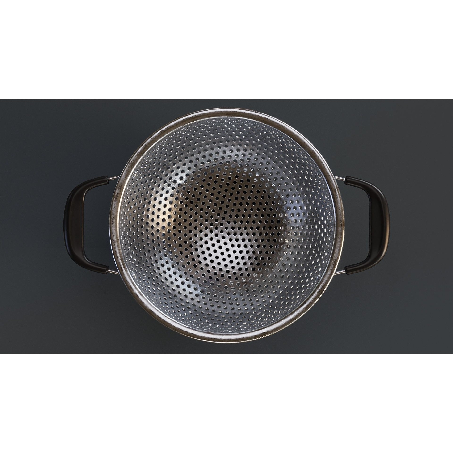 Stainless Steel Colander - PBR Game-Ready 3D Model - View 9