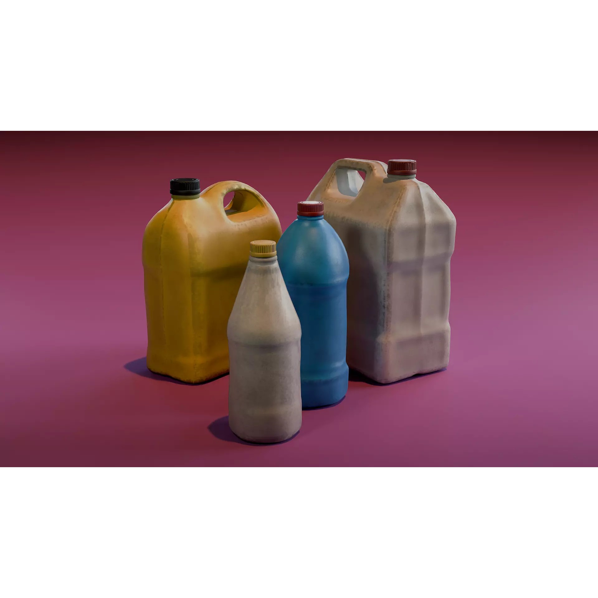 Plastic Jerrycans and Bottles - Low-Poly Game-Ready 3D Model - View 2
