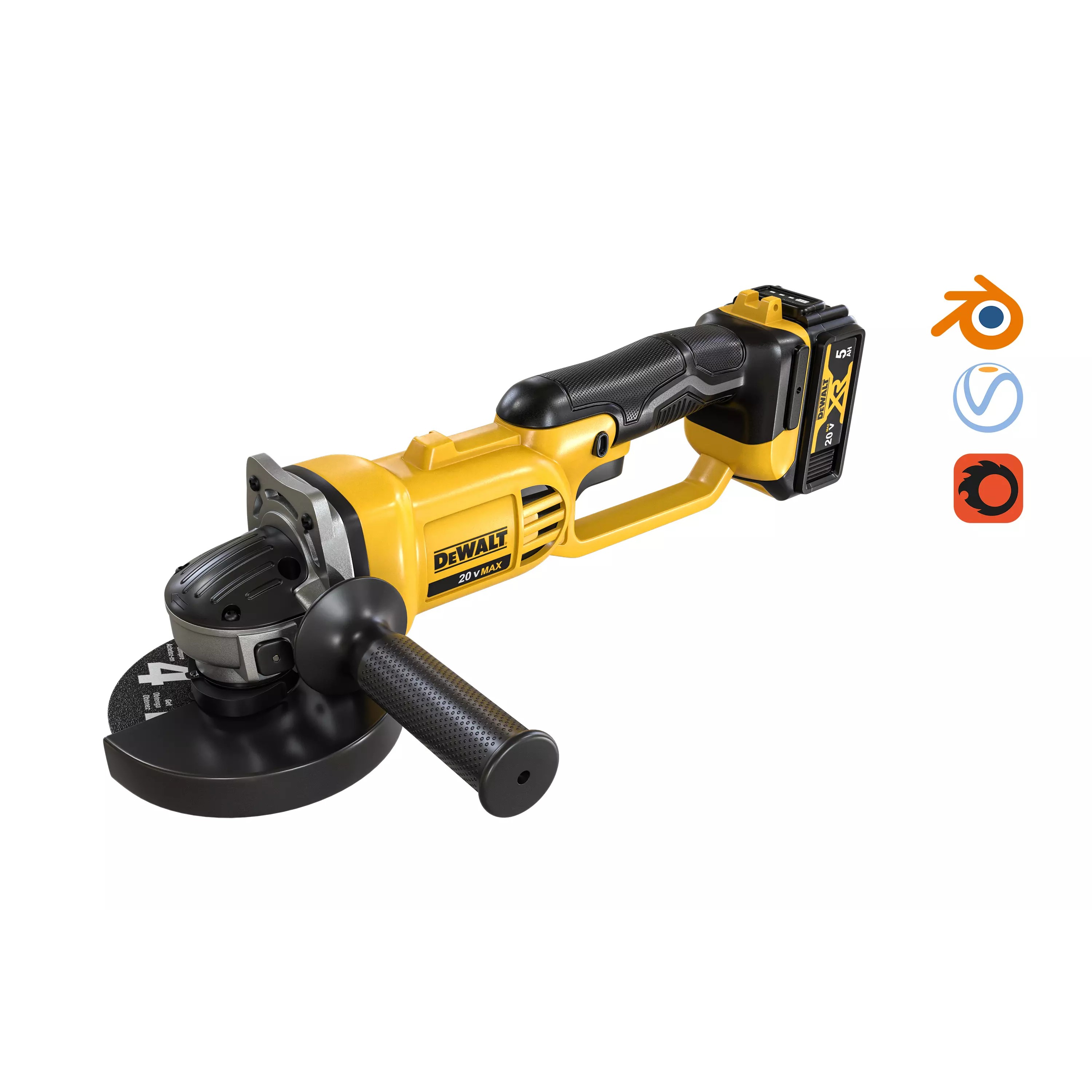 DeWALT DCG412N XR 18V - Game-Ready 3D Model - View 2