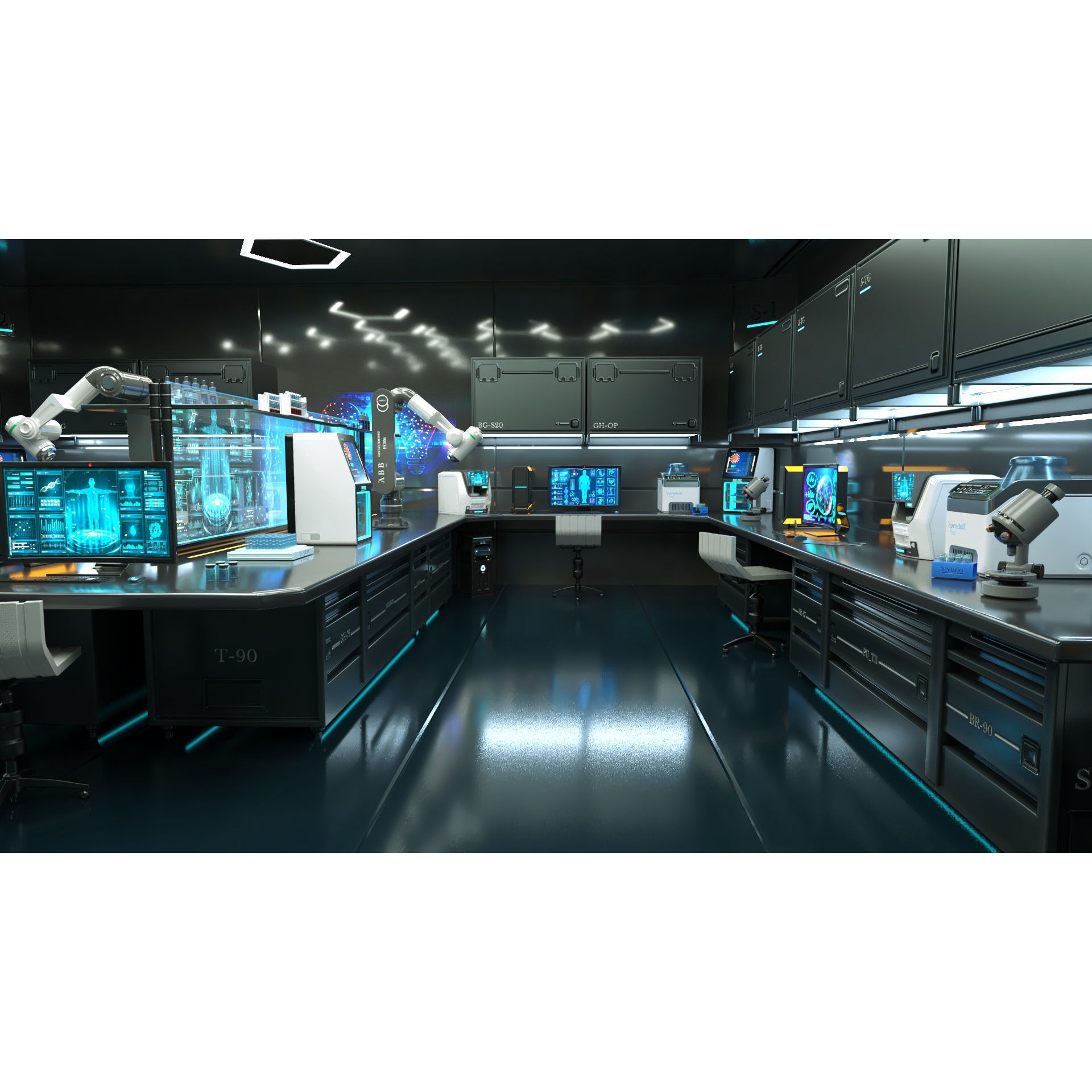 Sci Fi Interior Laboratory - PBR Game-Ready 3D Model - View 11