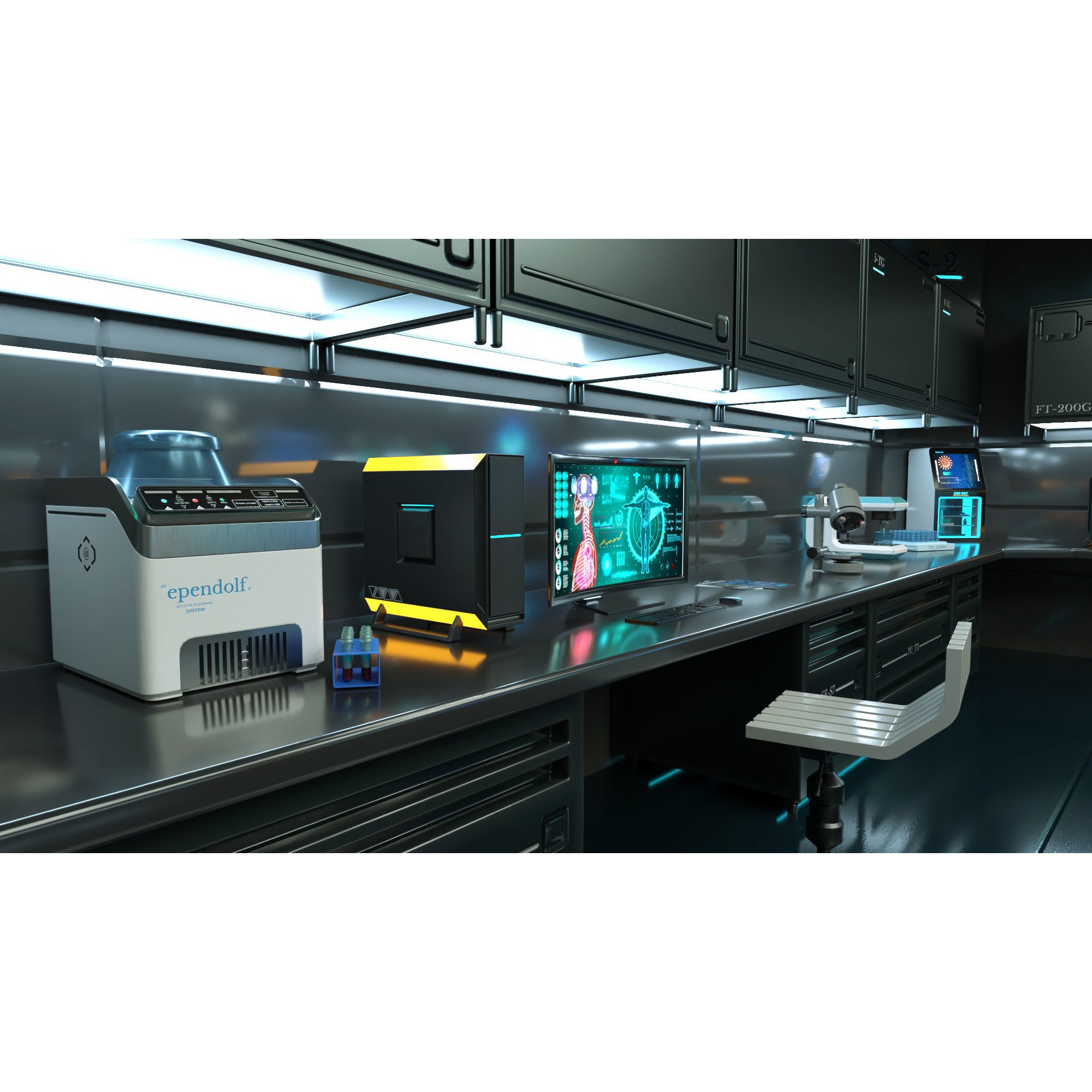 Sci Fi Interior Laboratory - PBR Game-Ready 3D Model - View 17