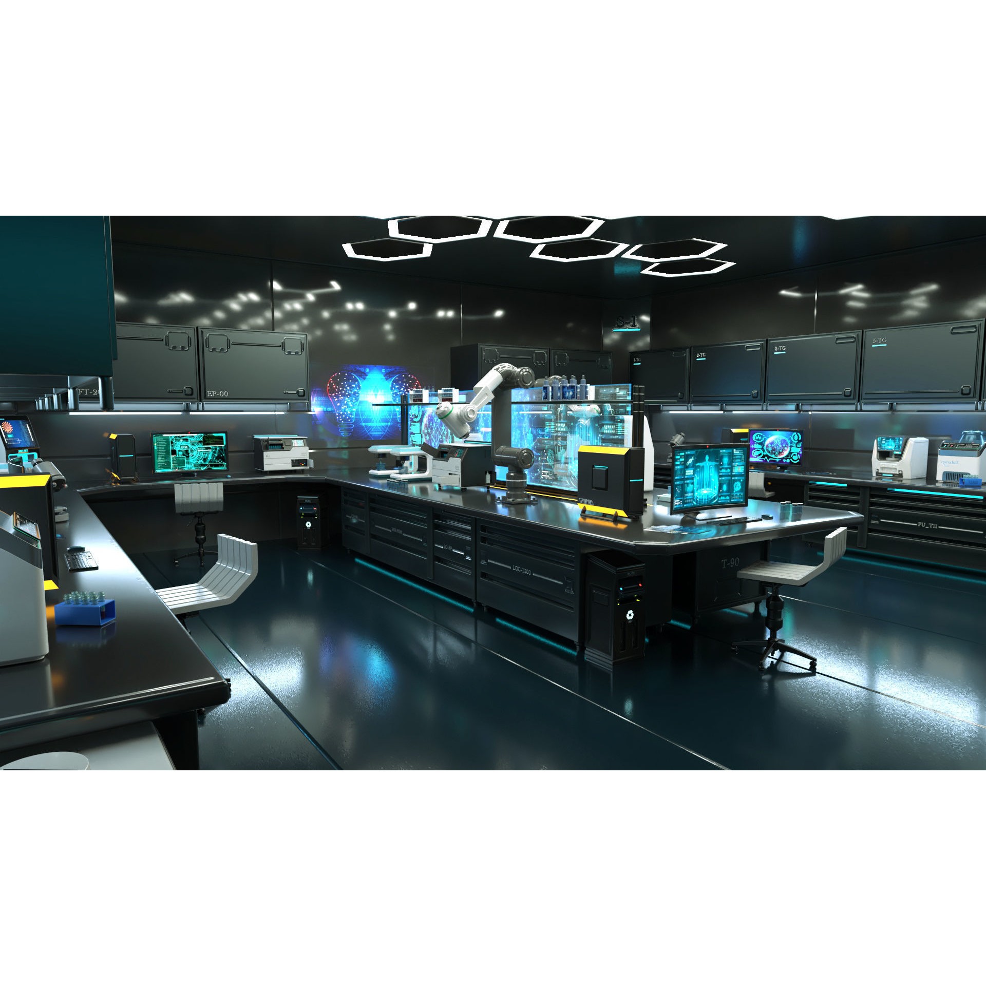 Sci Fi Interior Laboratory - PBR Game-Ready 3D Model - View 3