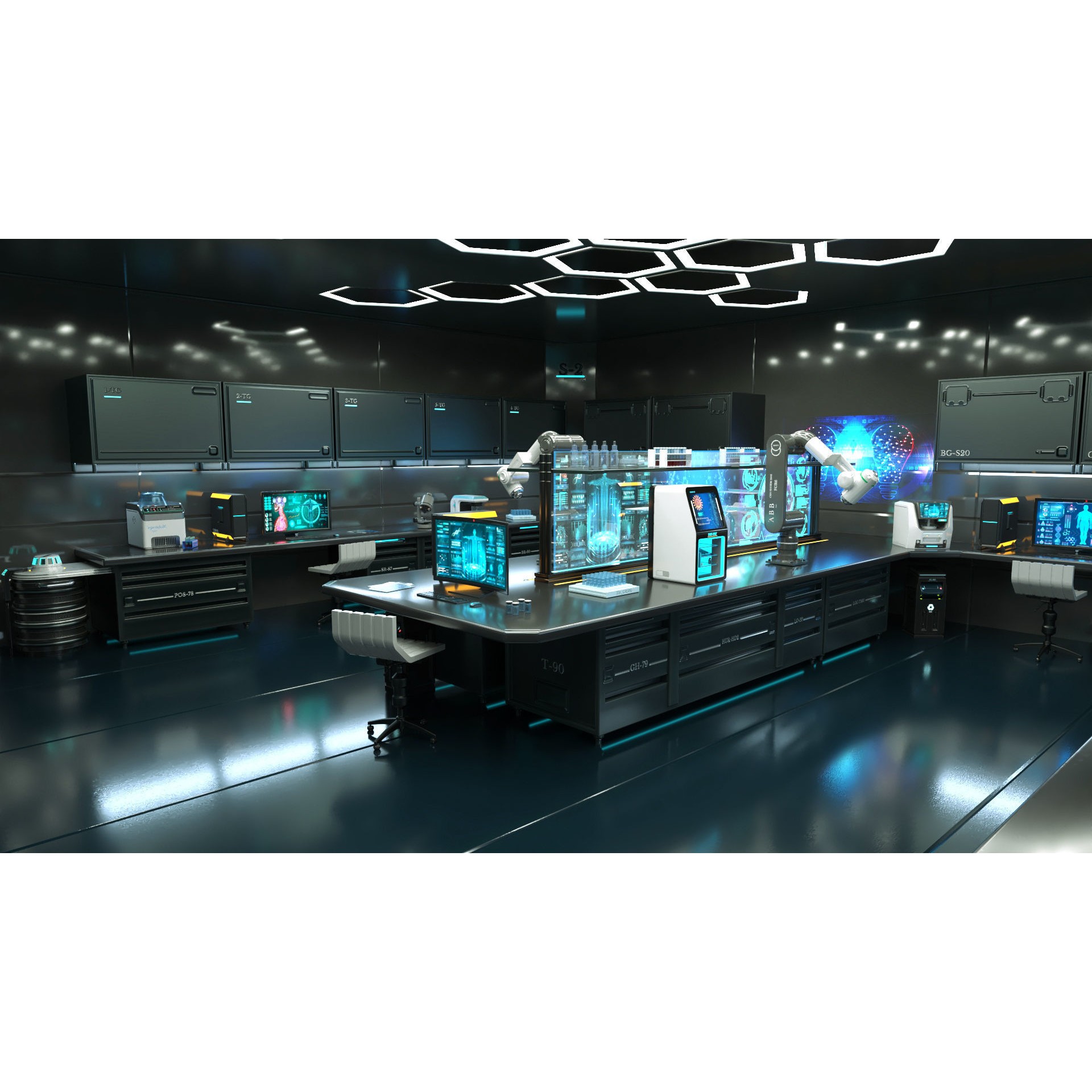 Sci Fi Interior Laboratory - PBR Game-Ready 3D Model - View 5