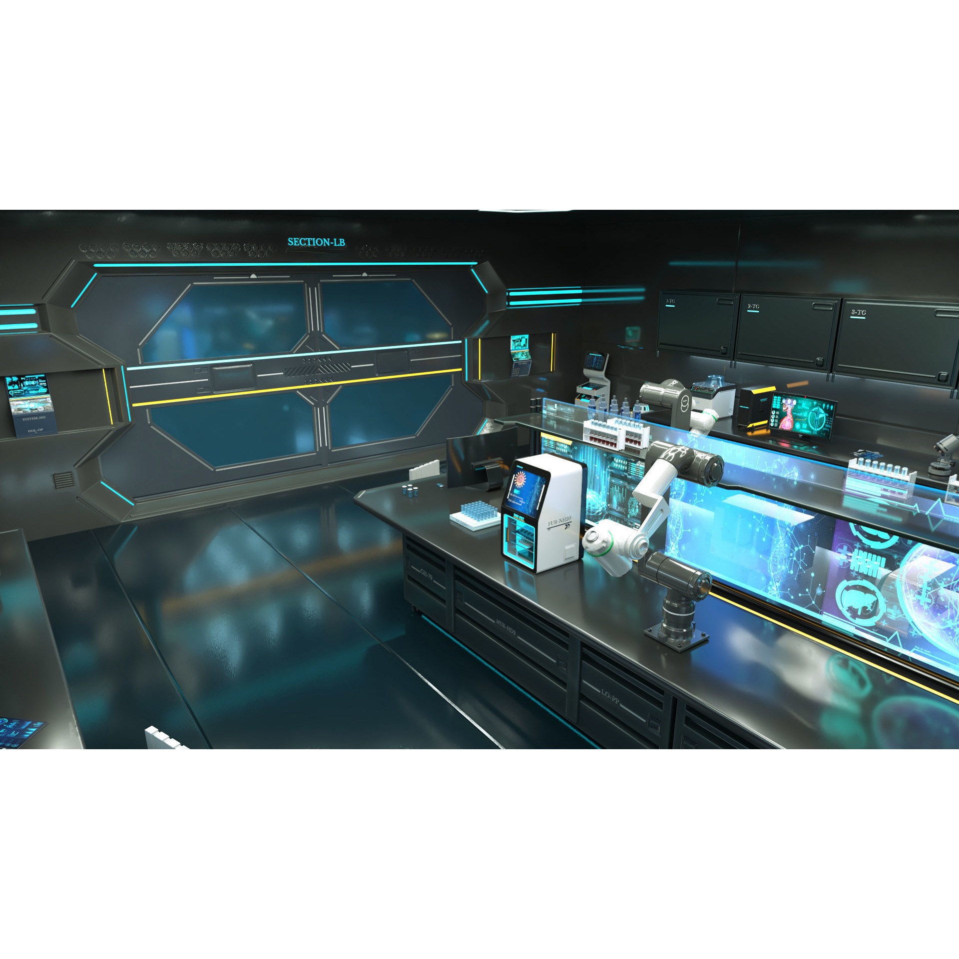 Sci Fi Interior Laboratory - PBR Game-Ready 3D Model - View 6