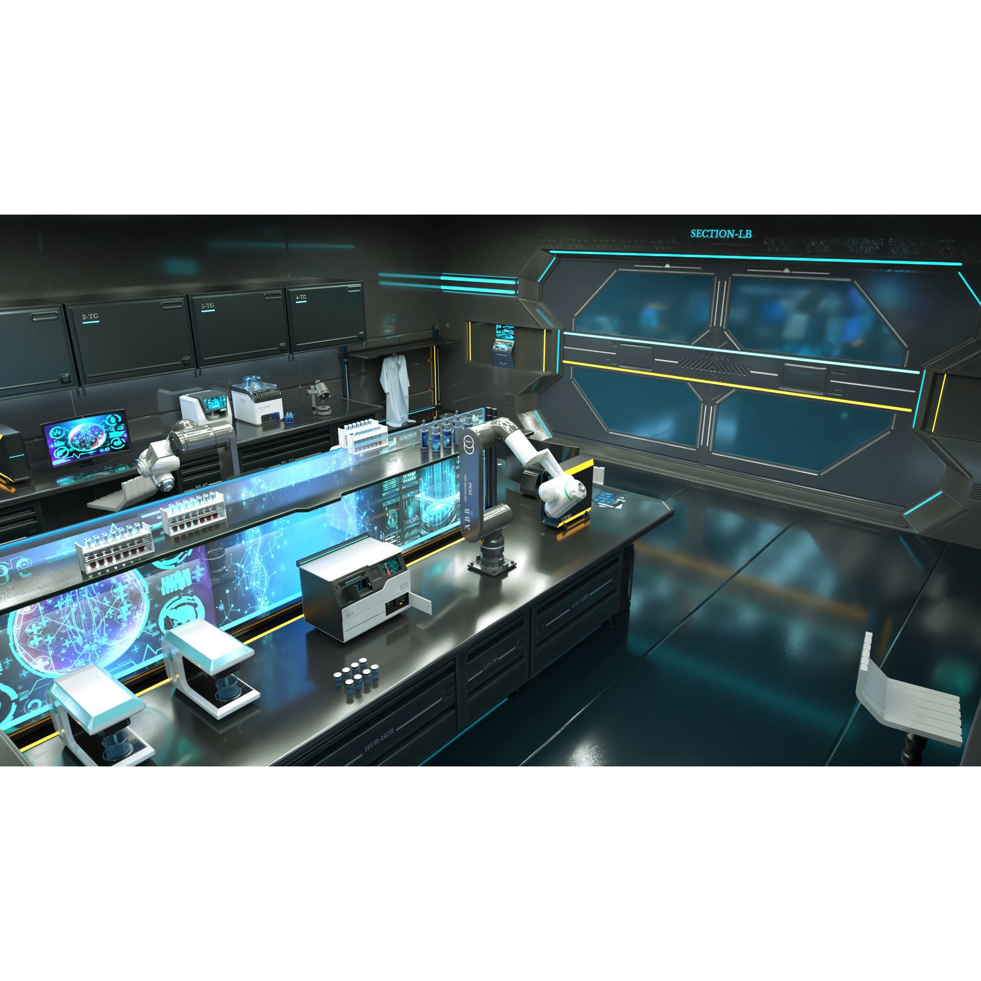 Sci Fi Interior Laboratory - PBR Game-Ready 3D Model - View 7