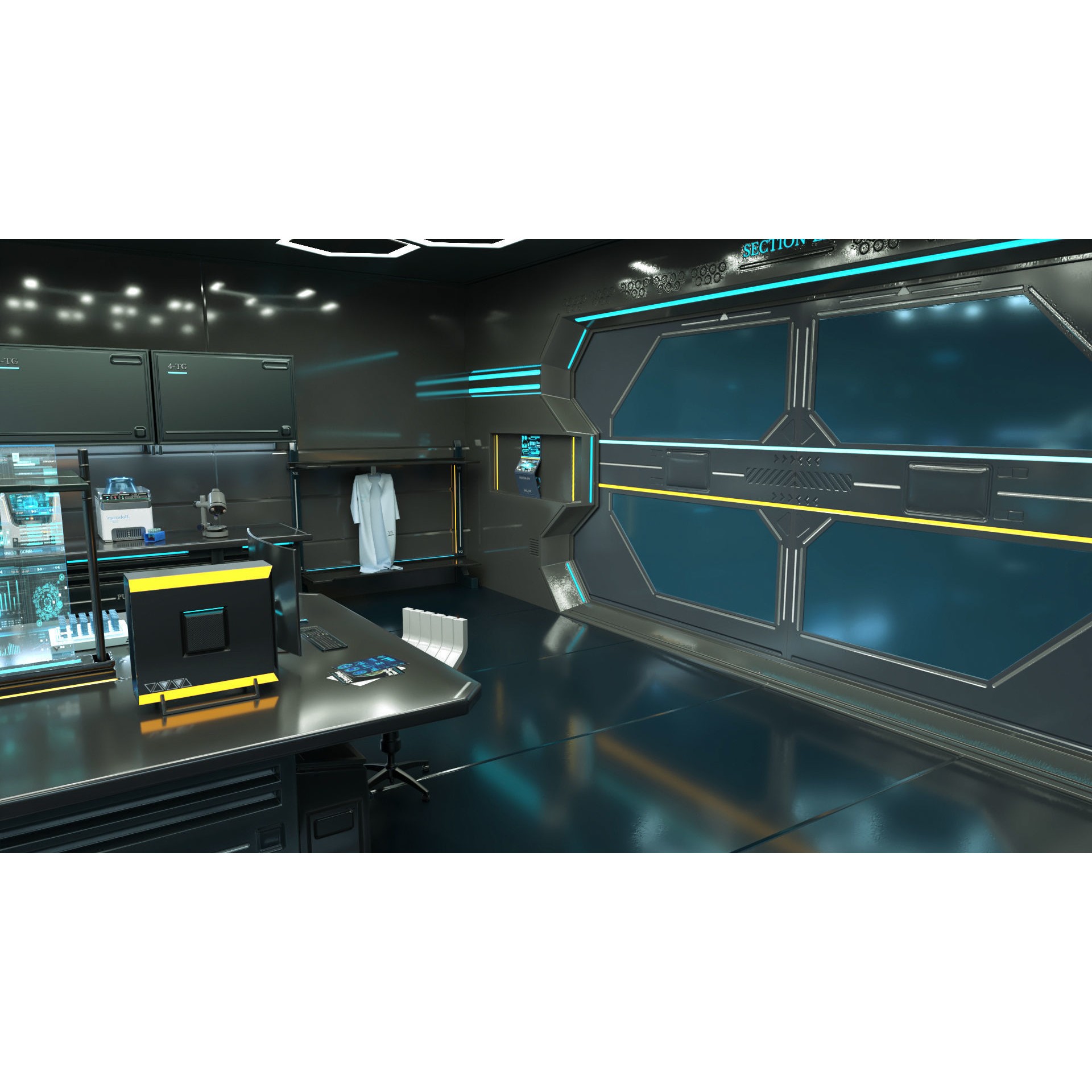 Sci Fi Interior Laboratory - PBR Game-Ready 3D Model - View 8