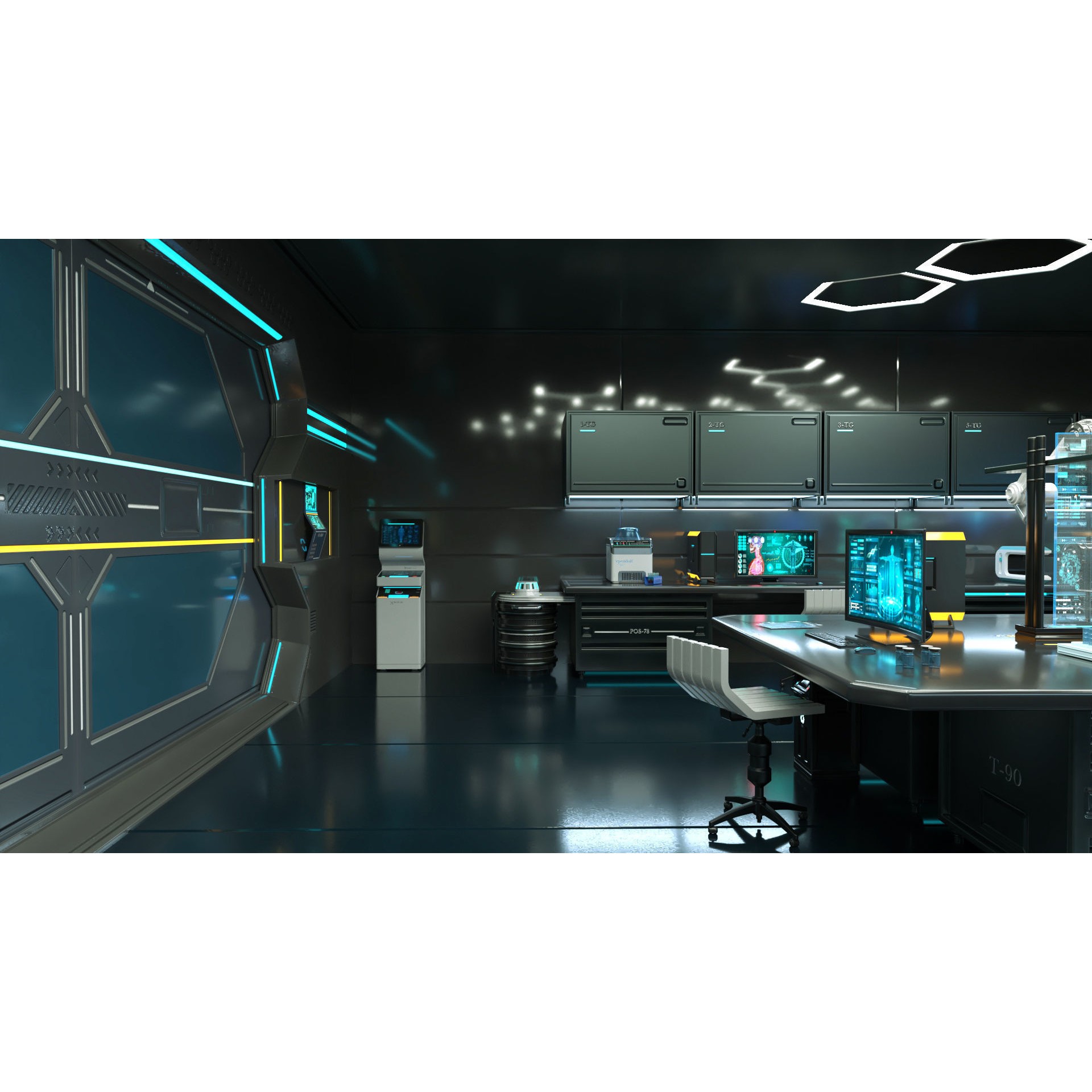 Sci Fi Interior Laboratory - PBR Game-Ready 3D Model - View 9