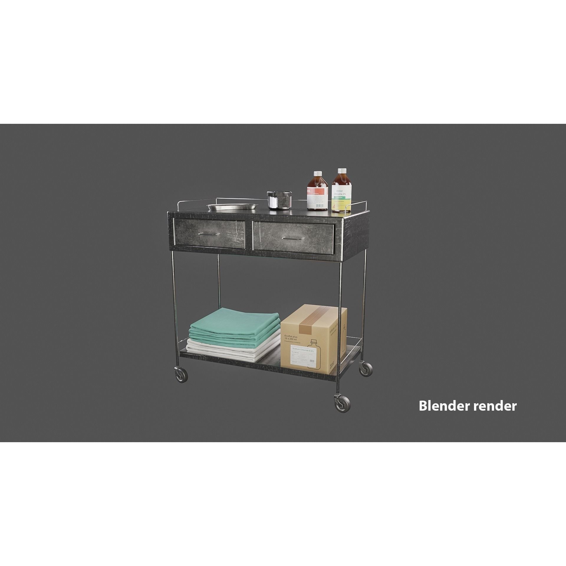 Medicines Trolley - Low-Poly Game-Ready 3D Model
